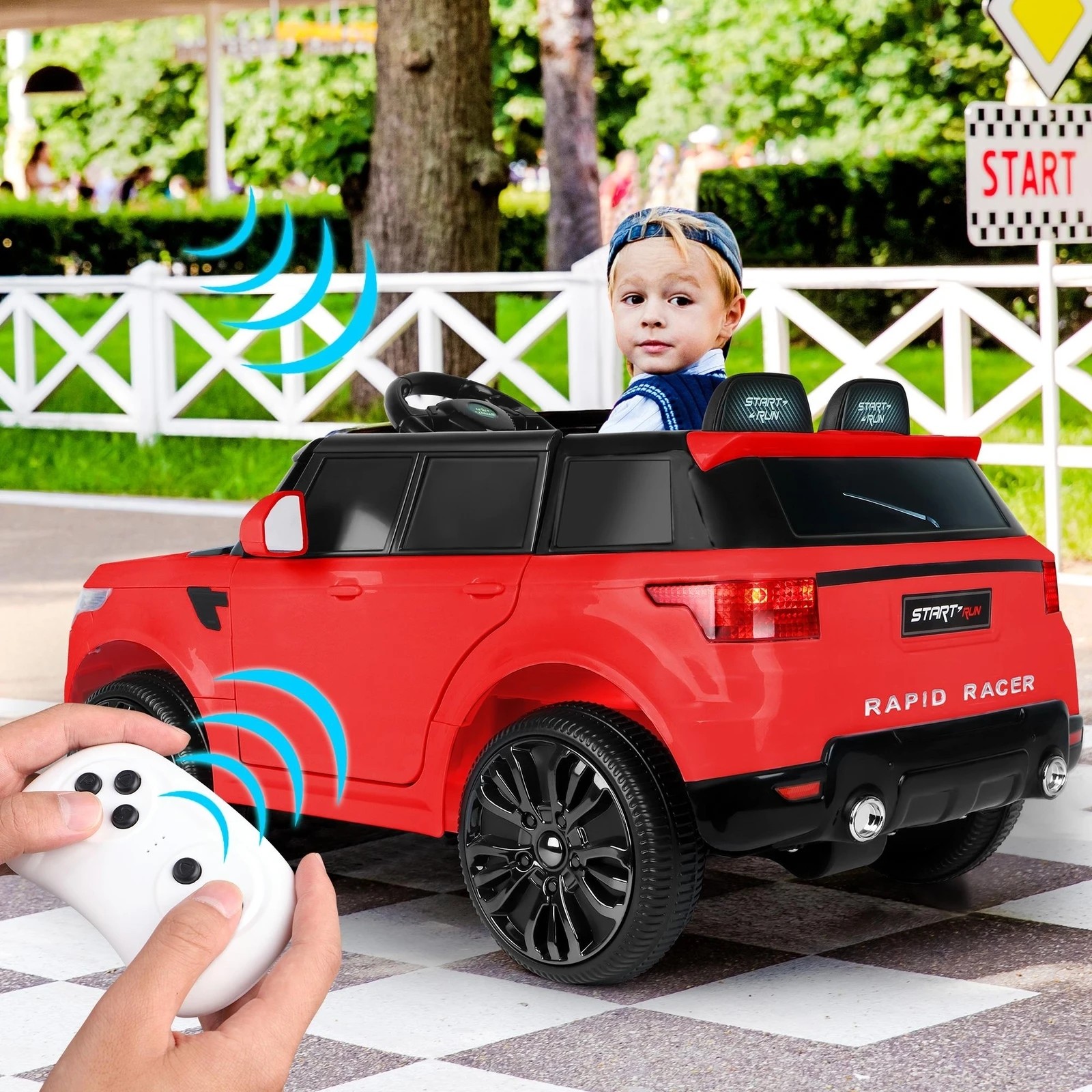 3 Alfordson Kids Ride On Car 12V Eletric Motor Remote Car Toy MP3 LED Light - Red, 3 of 10