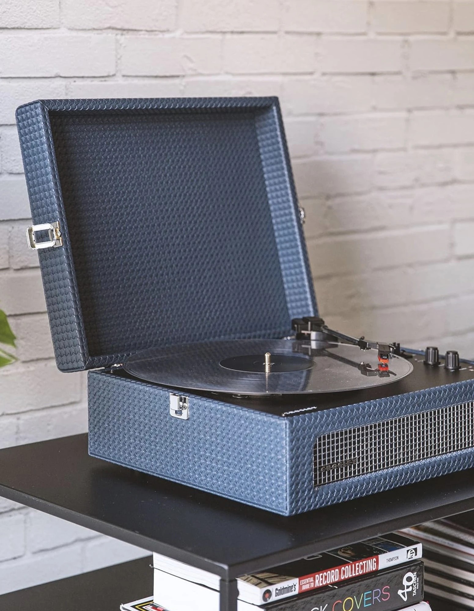 3 Crosley Voyager Bluetooth Portable Turntable + Bundled Crosley Record Storage Display Stand - Blue, 3 of 5