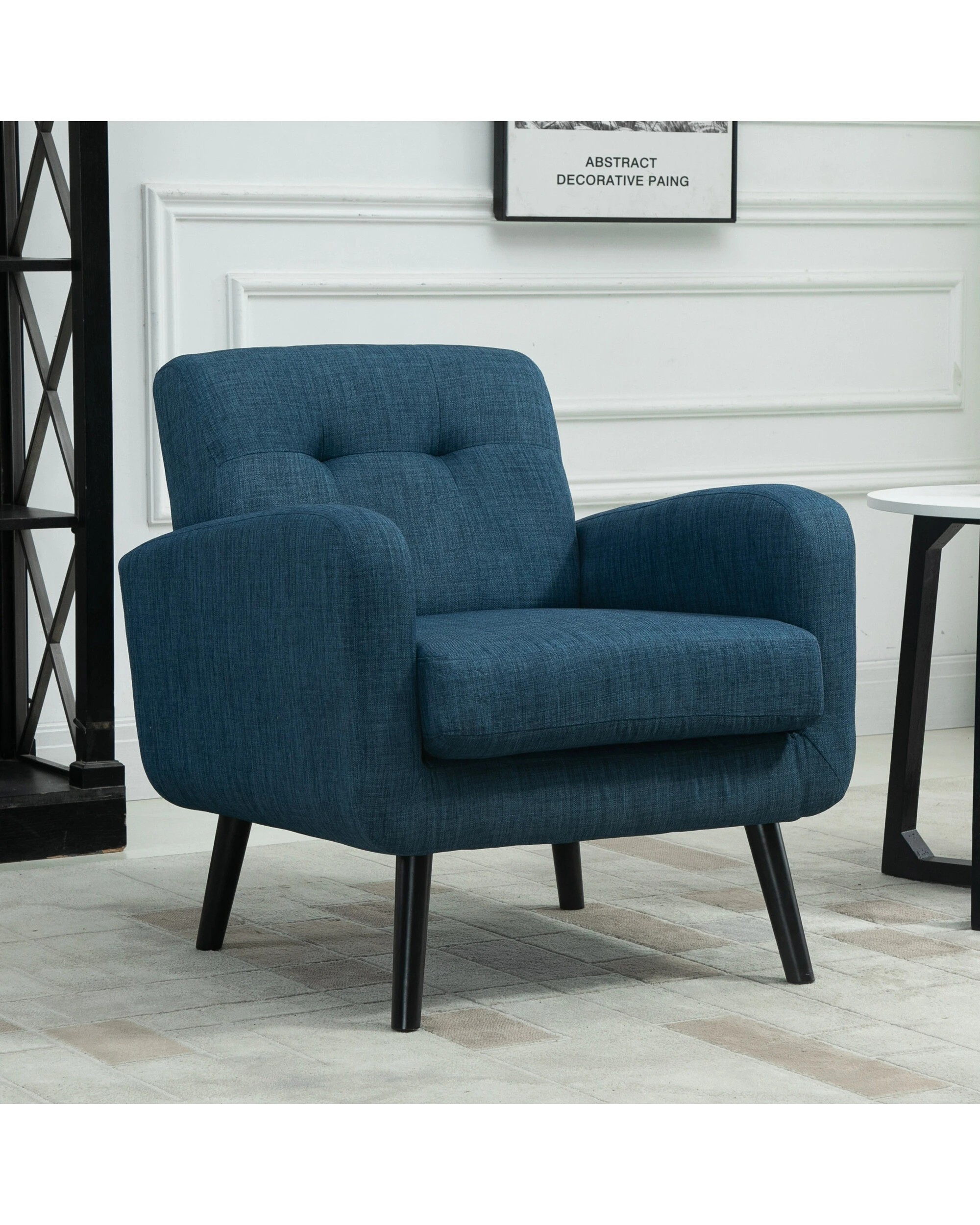 2 IHOMDEC Tub Armchair with Rubberwood Legs - Blue - Blue, 2 of 9