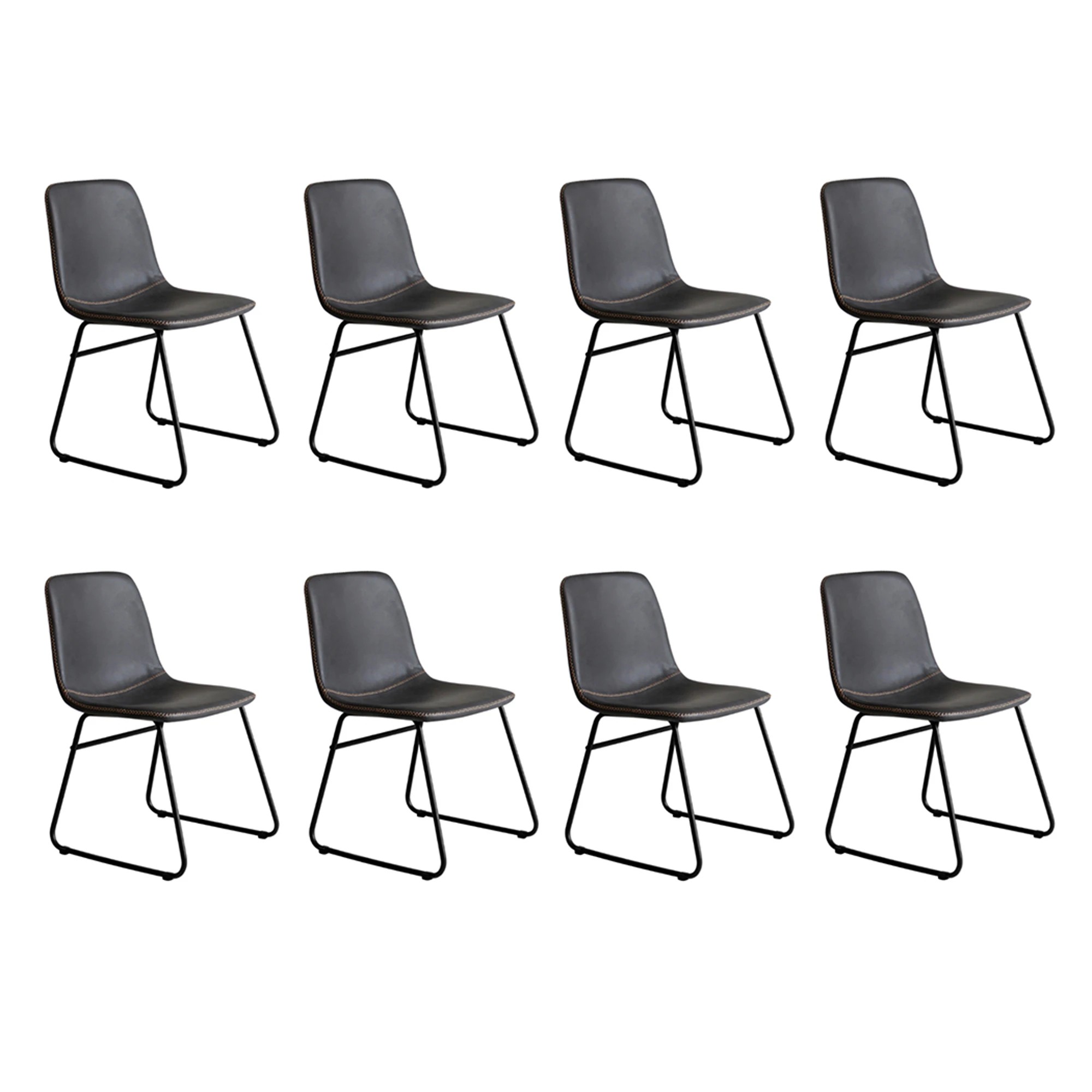 1 Levede 8x Dining Chairs PU Leather - Black - Black, 1 of 8