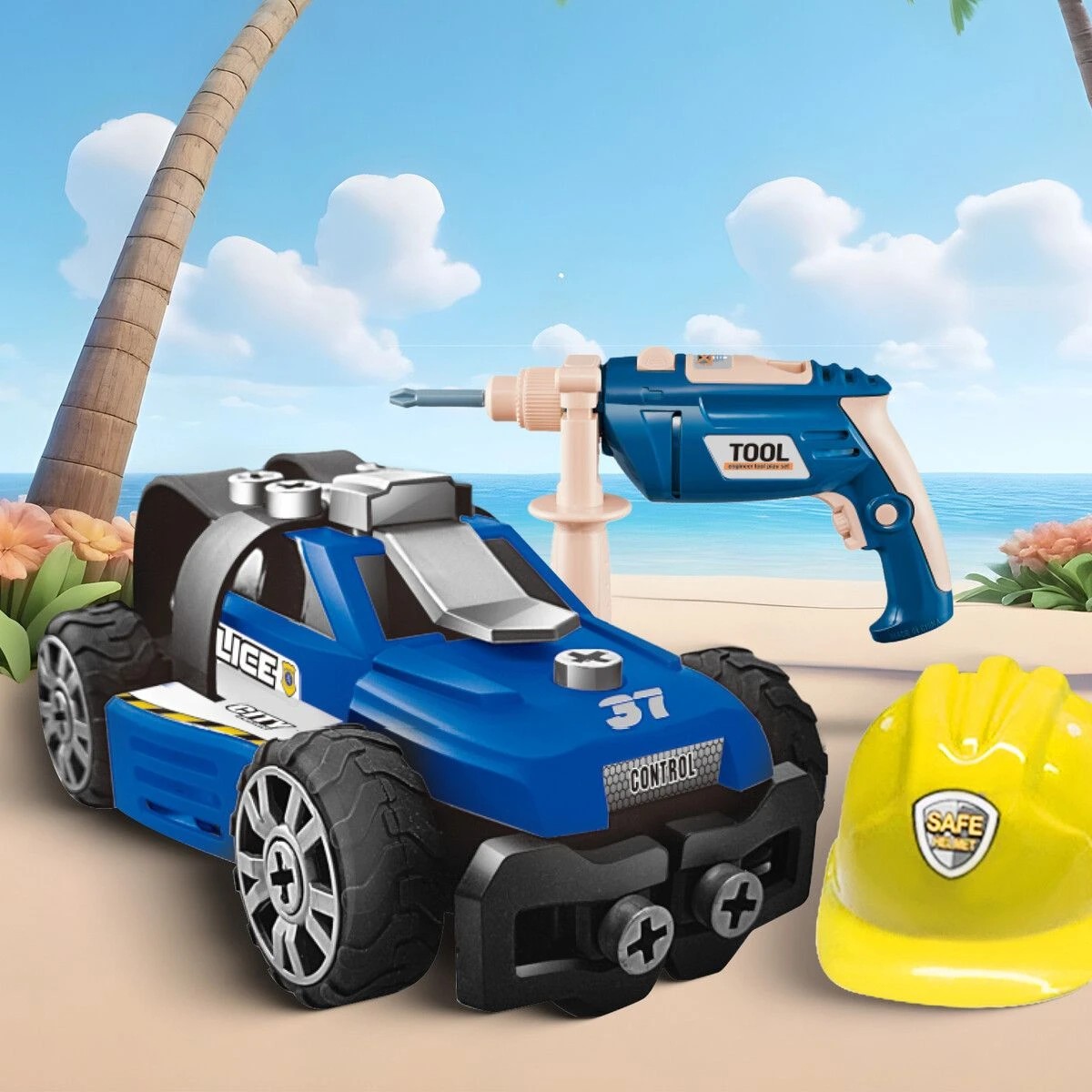 4 AUSWAY Police Car Toy Set DIY STEM Play Vehicle, 4 of 4