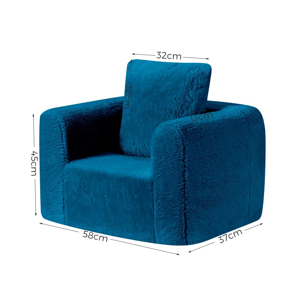 2 Playpals Kid Sofa Lounge Couch with Pillow High Back Toddler Chair - Blue, 2 of 3