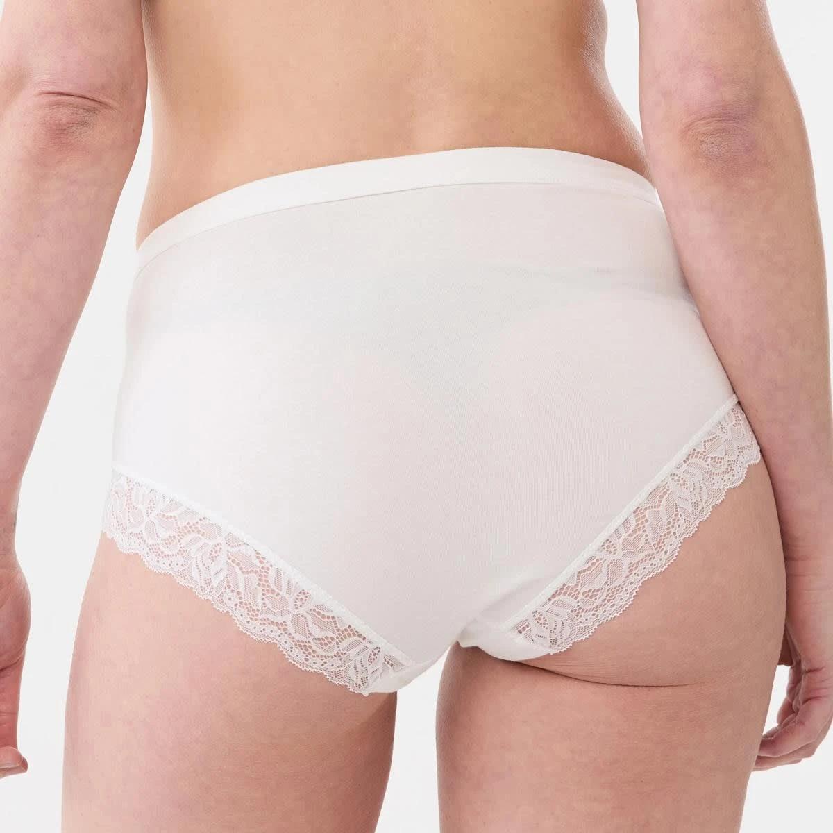 6 3 Pack Lace Trim Cotton Full Briefs BLACK, LIGHT FAWN, CLOUD DANCER, 6 of 7