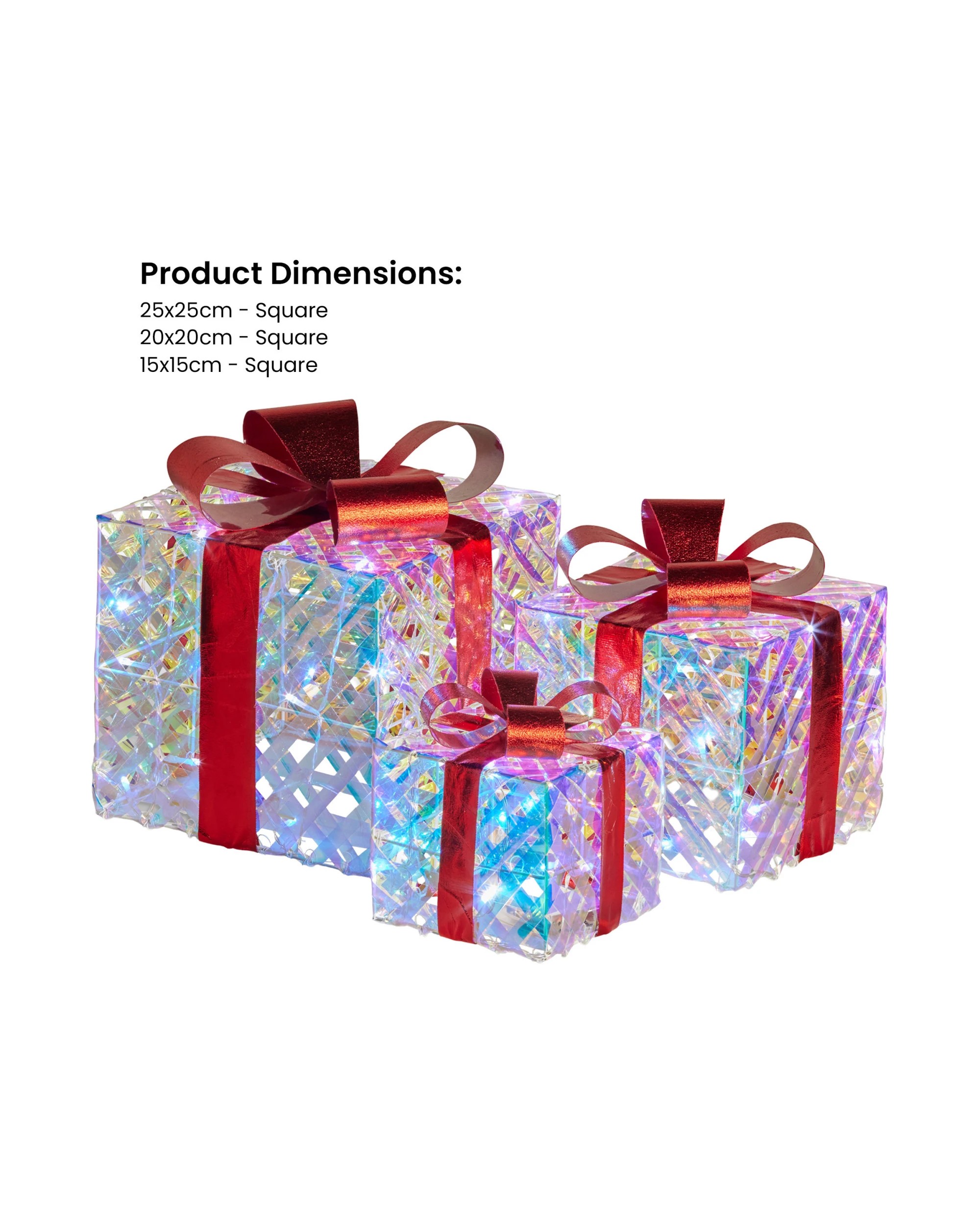 4 Christabelle Set Of 3 Christmas Gift Boxes Display With Lights In Clear Shimmer And Red, 4 of 5