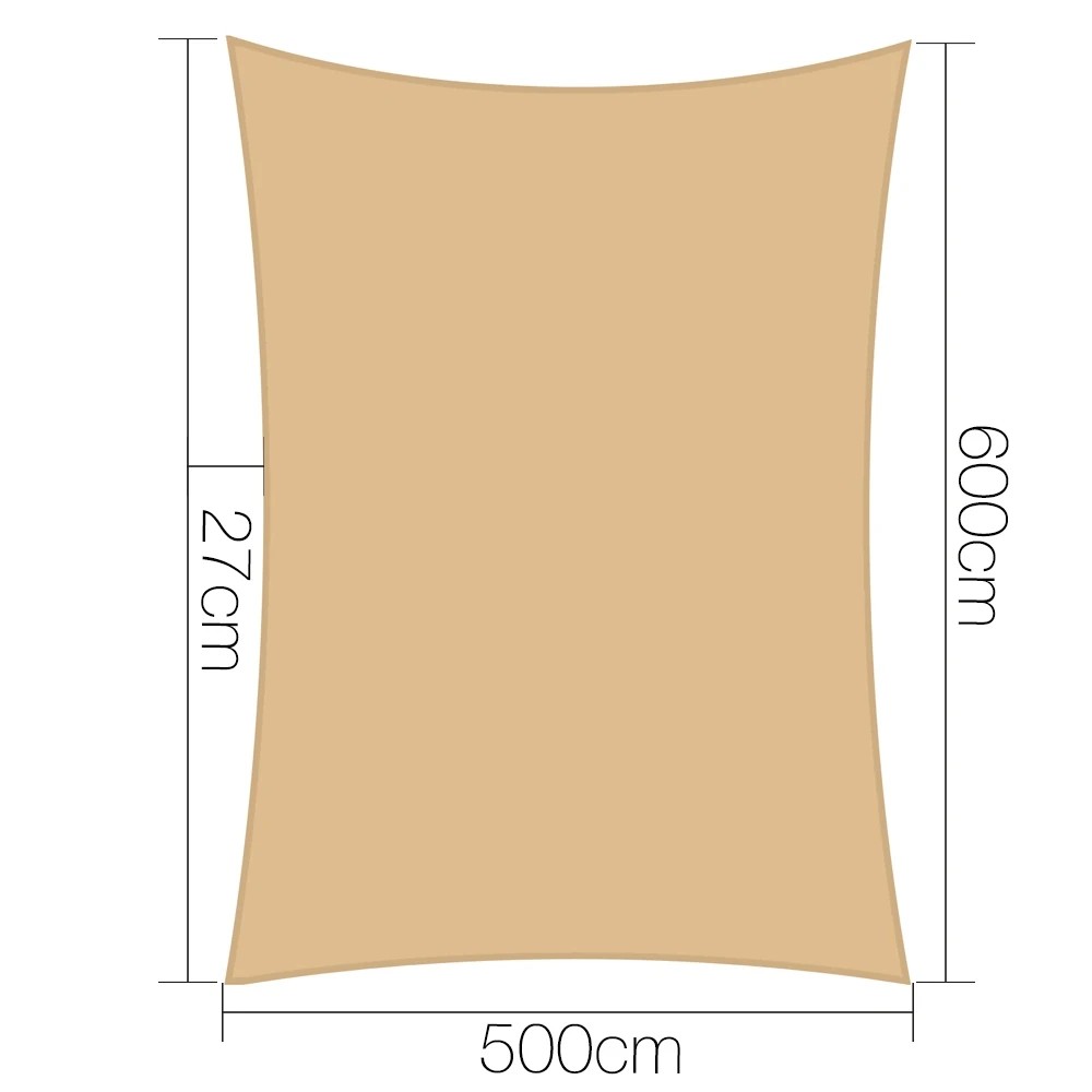 2 Instahut Shade Sail 5x6m Rectangle 280GSM 98% Sand Shade Cloth - Beige, 2 of 7