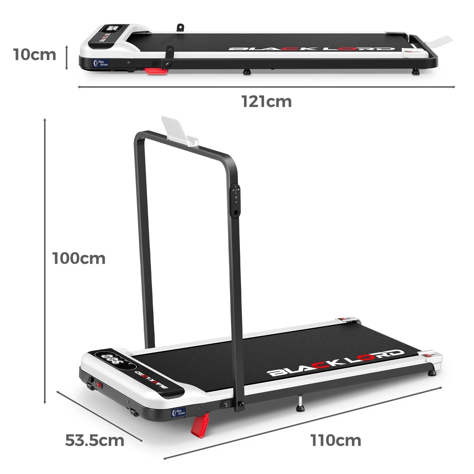 3 Black Lord Treadmill Electric Walking Pad Folding Incline Magnetic Remote - White, 3 of 10