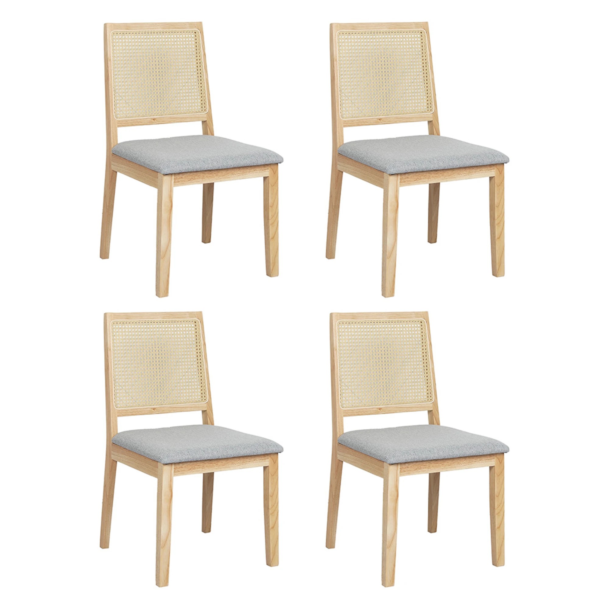 1 Levede 4x Cane Dining Chairs Rattan - Grey, 1 of 9