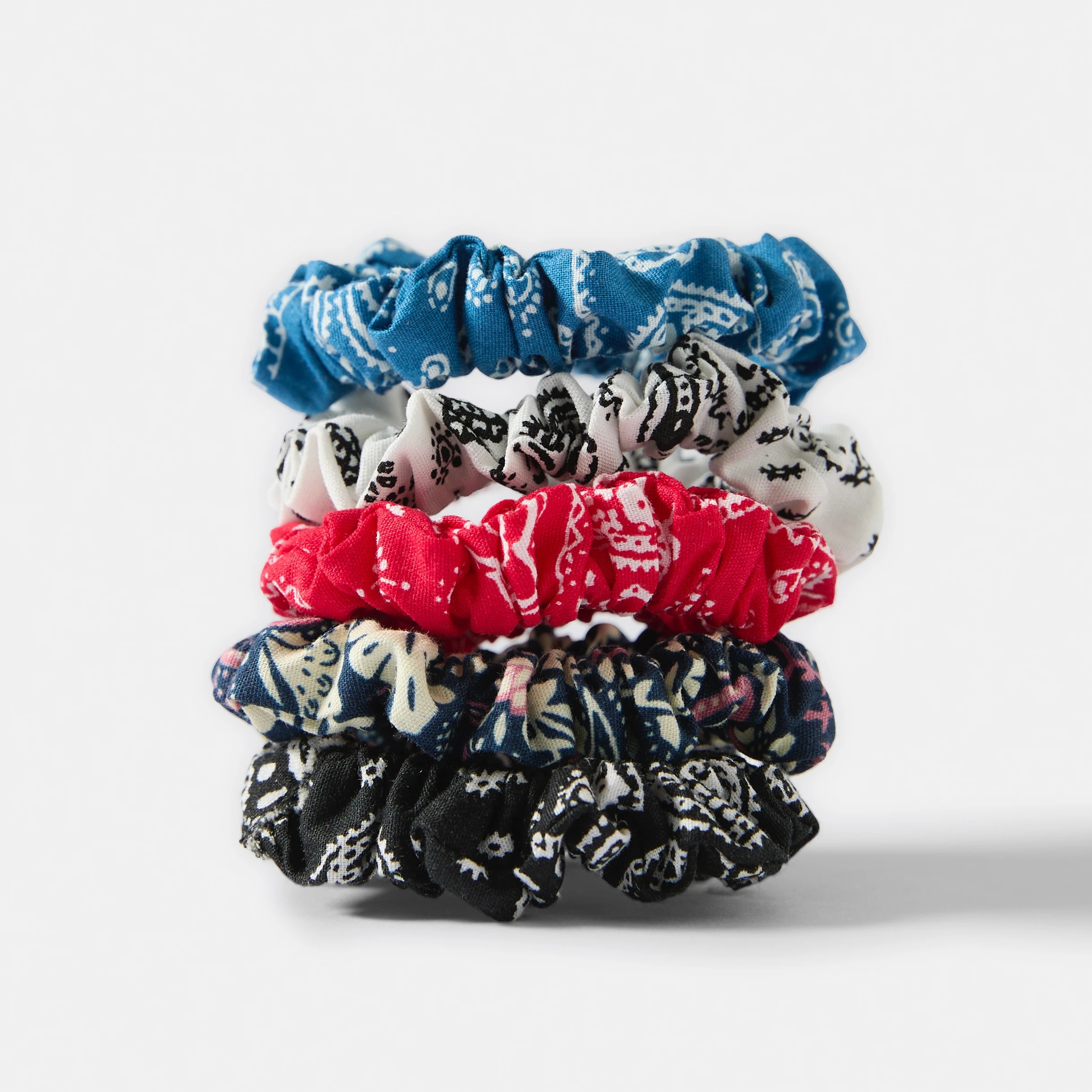 3 5 Pack Bandana Print Mini Hair Scrunchies, 3 of 5