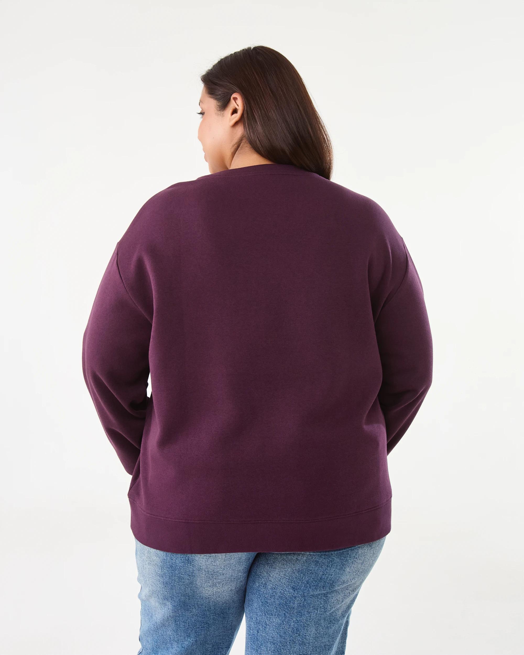 3 Curve Long Sleeve Boxy Sweatshirt Plum Jam, 3 of 7