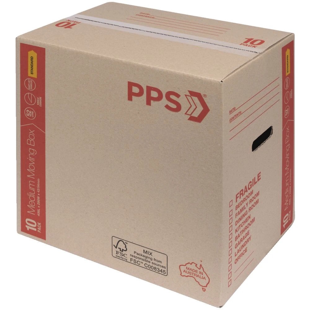 2 PPS Moving Boxes Handles Medium 406 x 298 x 431mm 10 Pack, 2 of 4