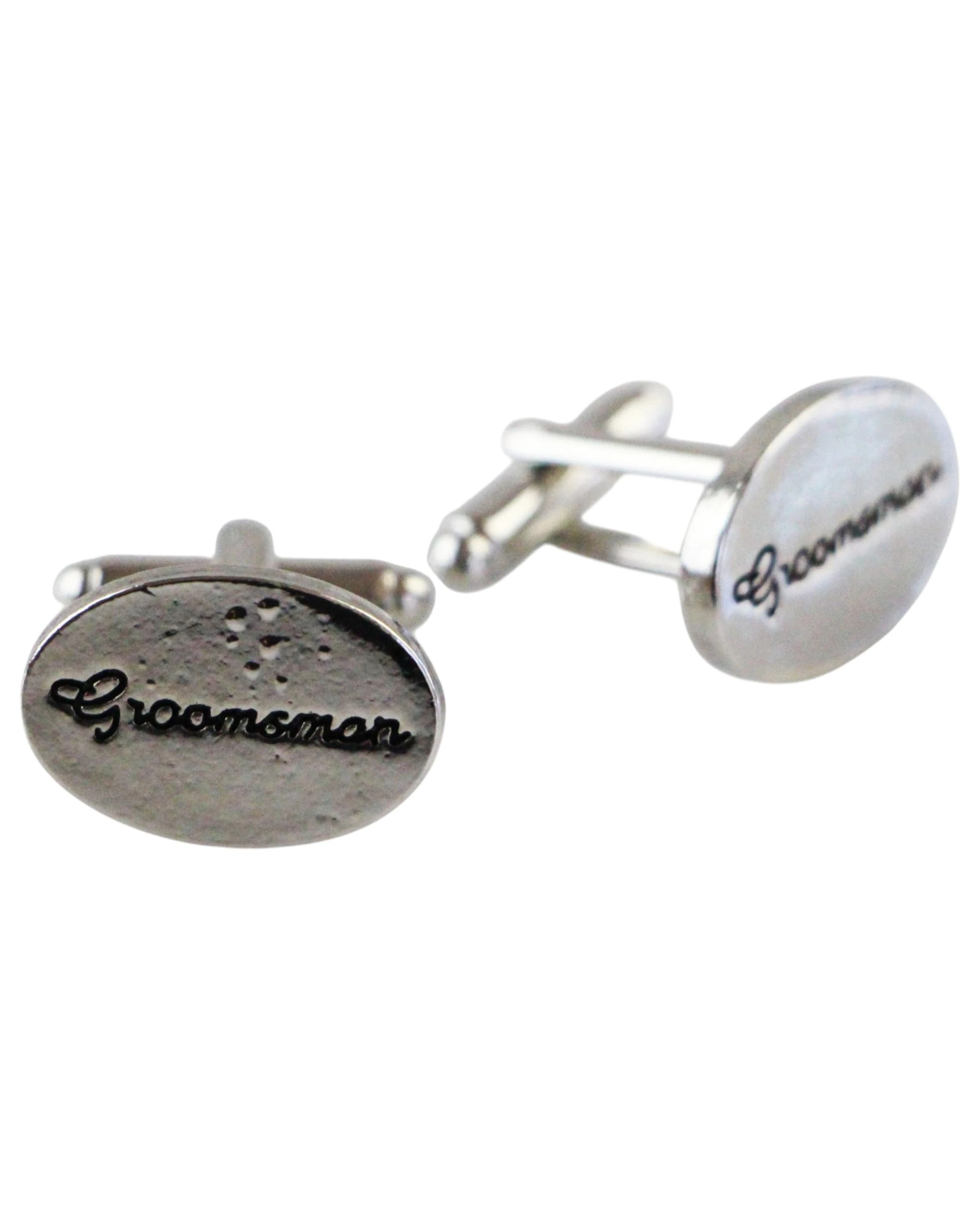 1 Zasel Mens Groomsman Cufflinks - Silver - Silver, 1 of 2