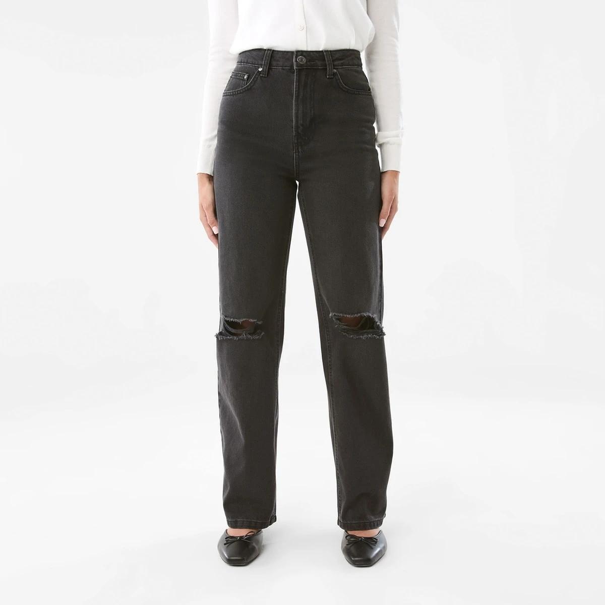 1 Distressed Straight Jeans Black Wash, 1 of 8