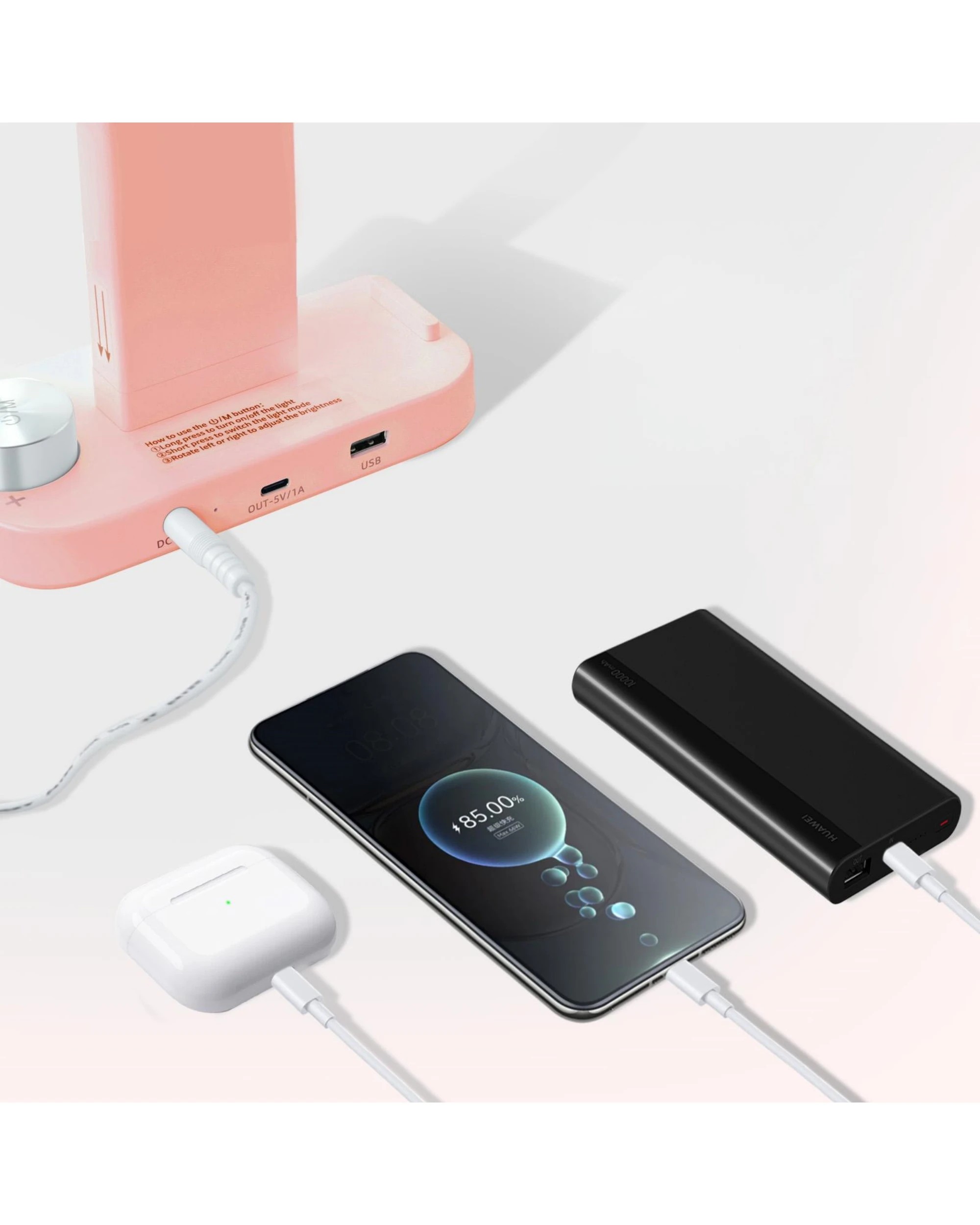 2 Advwin Foldable Nail Tech Lamp for Desk - Pink, 2 of 8