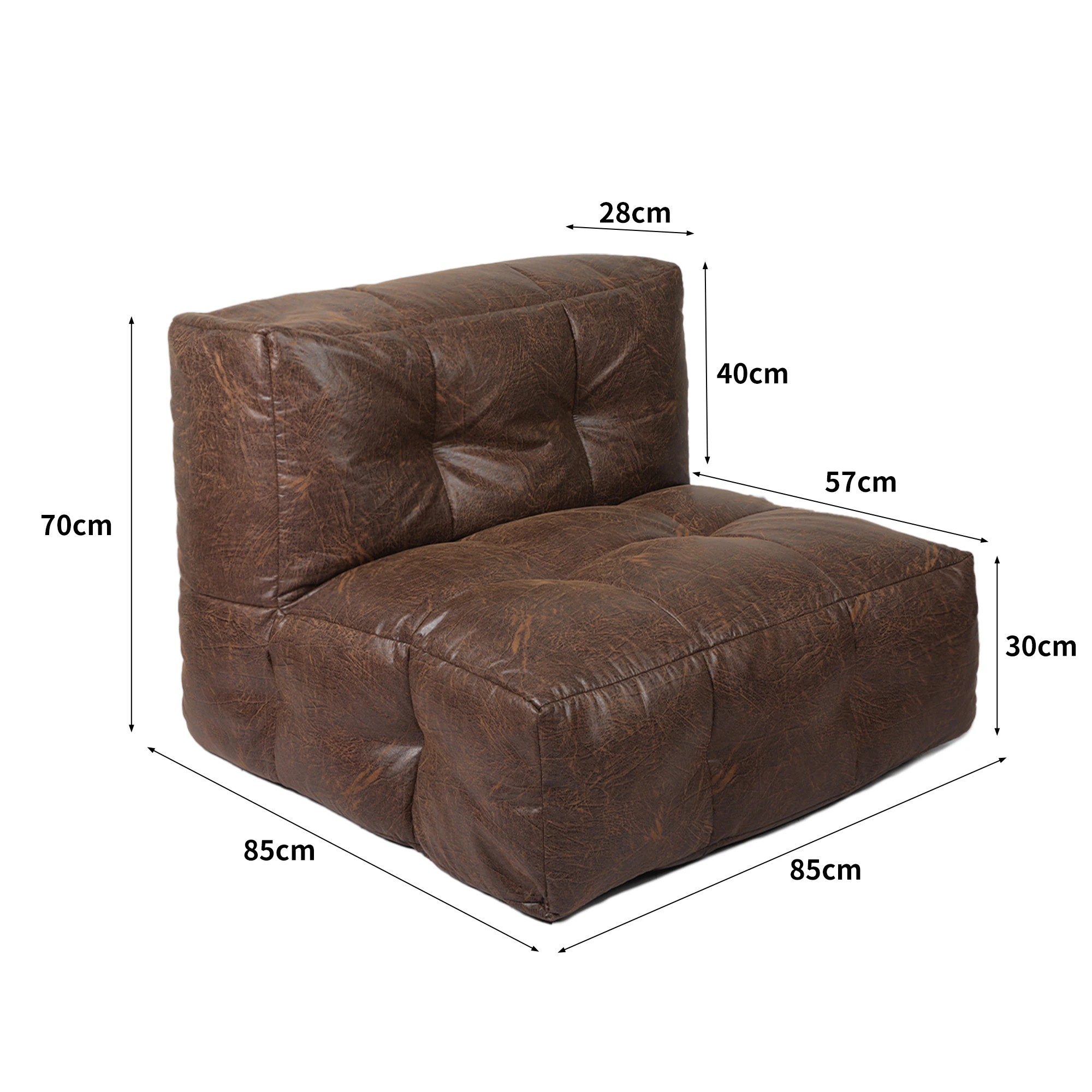 3 Marlow Bean Bag PU Cover Only - Brown, 3 of 6