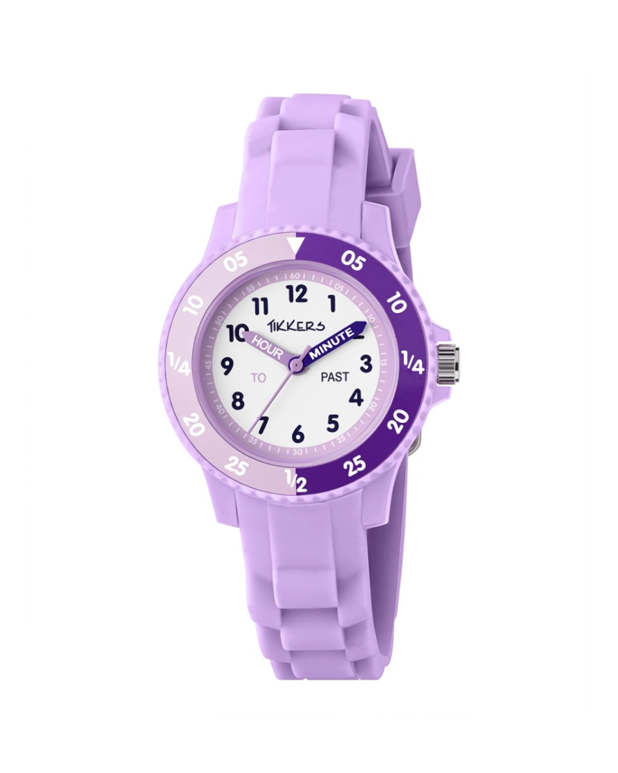 1 Tikkers Watch Time Teacher Easy Read Dial Kids Silicone Lilac - Purple, 1 of 2