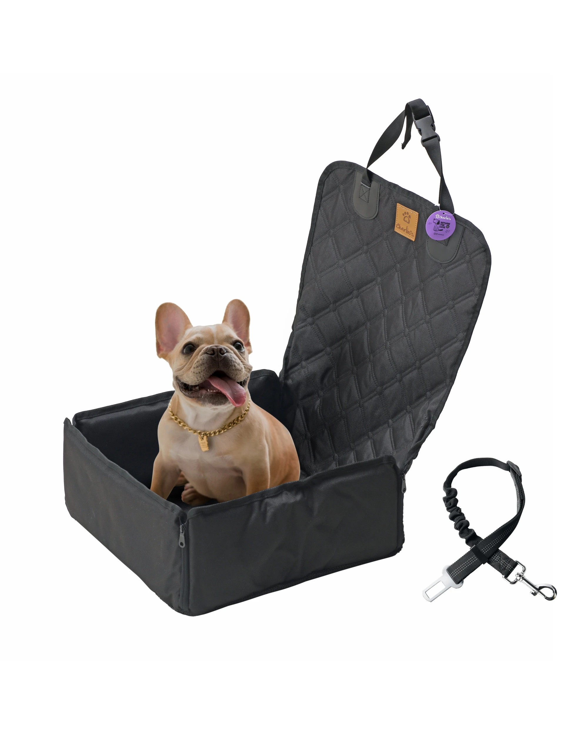 1 Charlie's Adventure Car Seat Protector for Dogs Front Seat - Black, 1 of 9