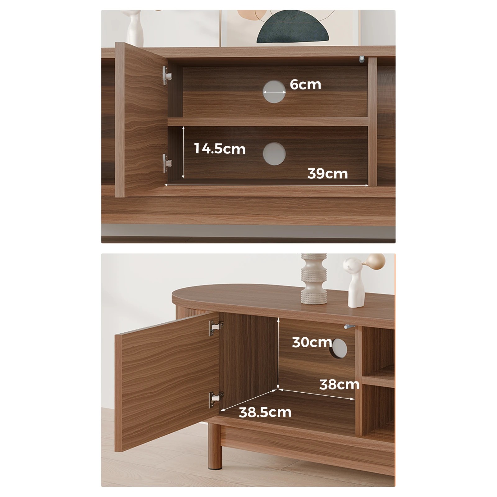 8 Alfordson Entertainment Unit TV Cabinet Stand 160cm Storage Shelf - Walnut, 8 of 10