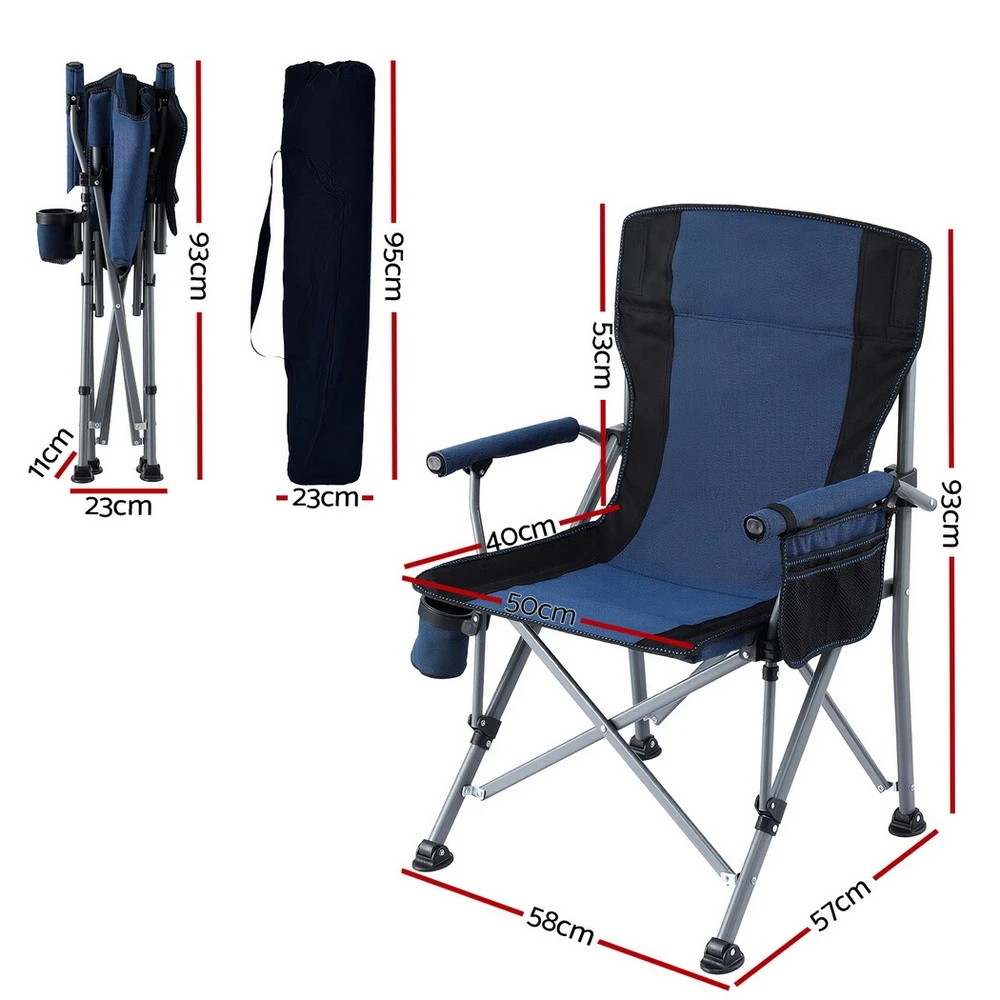 2 Weisshorn Camping Chair Folding Outdoor Portable Seat Lightweight Beach Picnic Fishing Capacity 120KG - Multi, 2 of 7