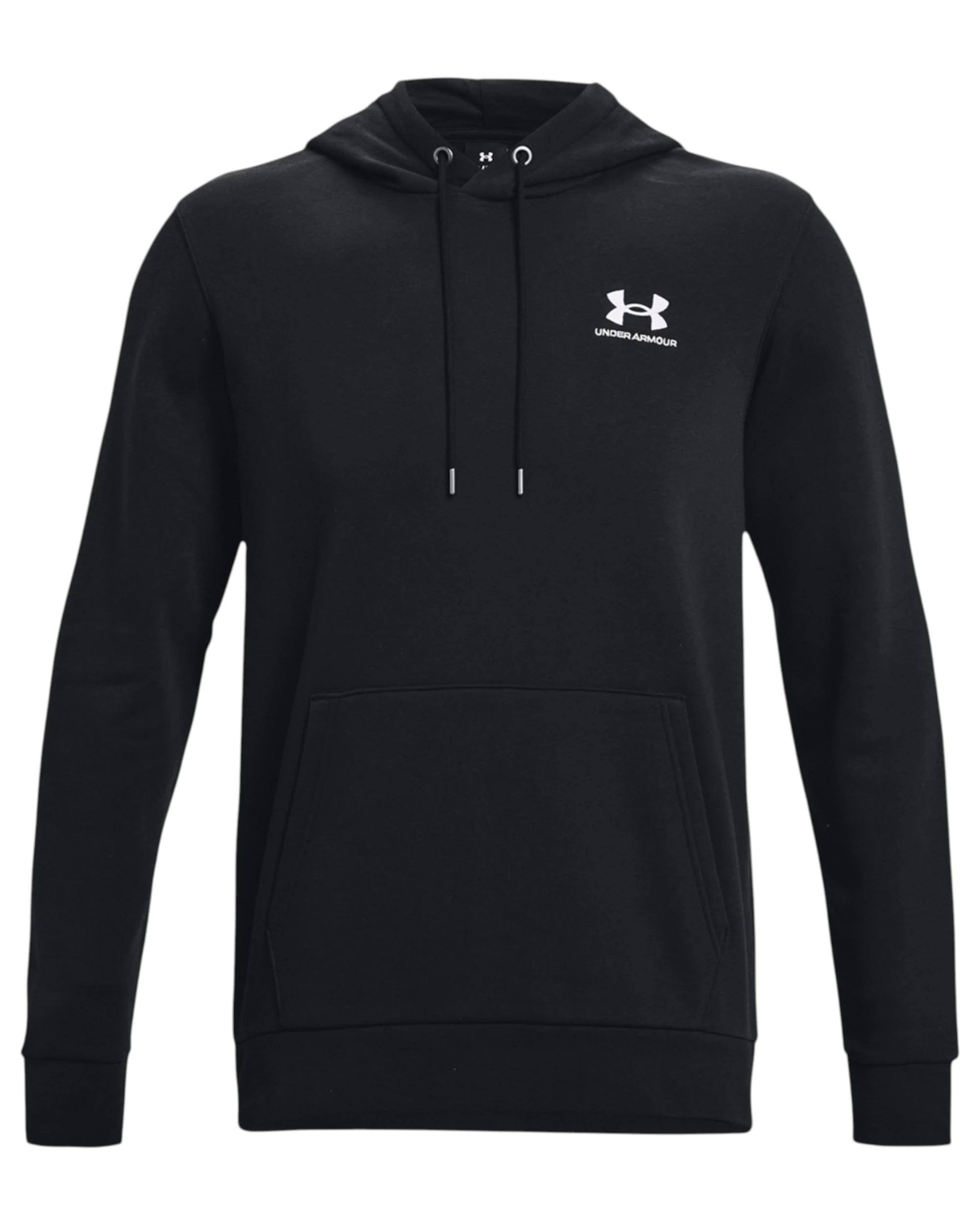 1 Under Armour Mens Icon Essential Fleece Black/ White Hoodie Black, 1 of 6