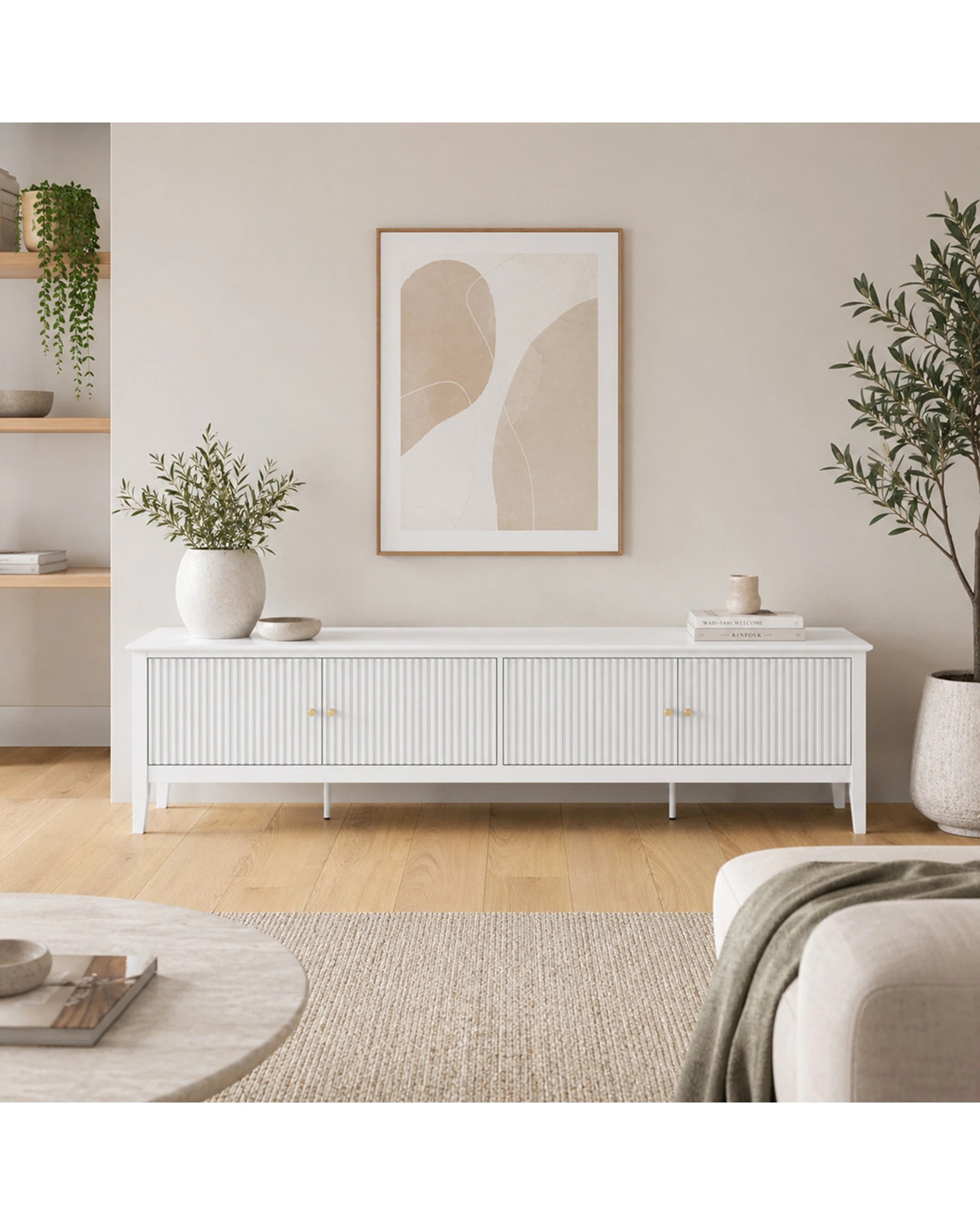 6 Alpine Bay Zara Fluted 4 Door Entertainment Unit MDF - White, 6 of 8