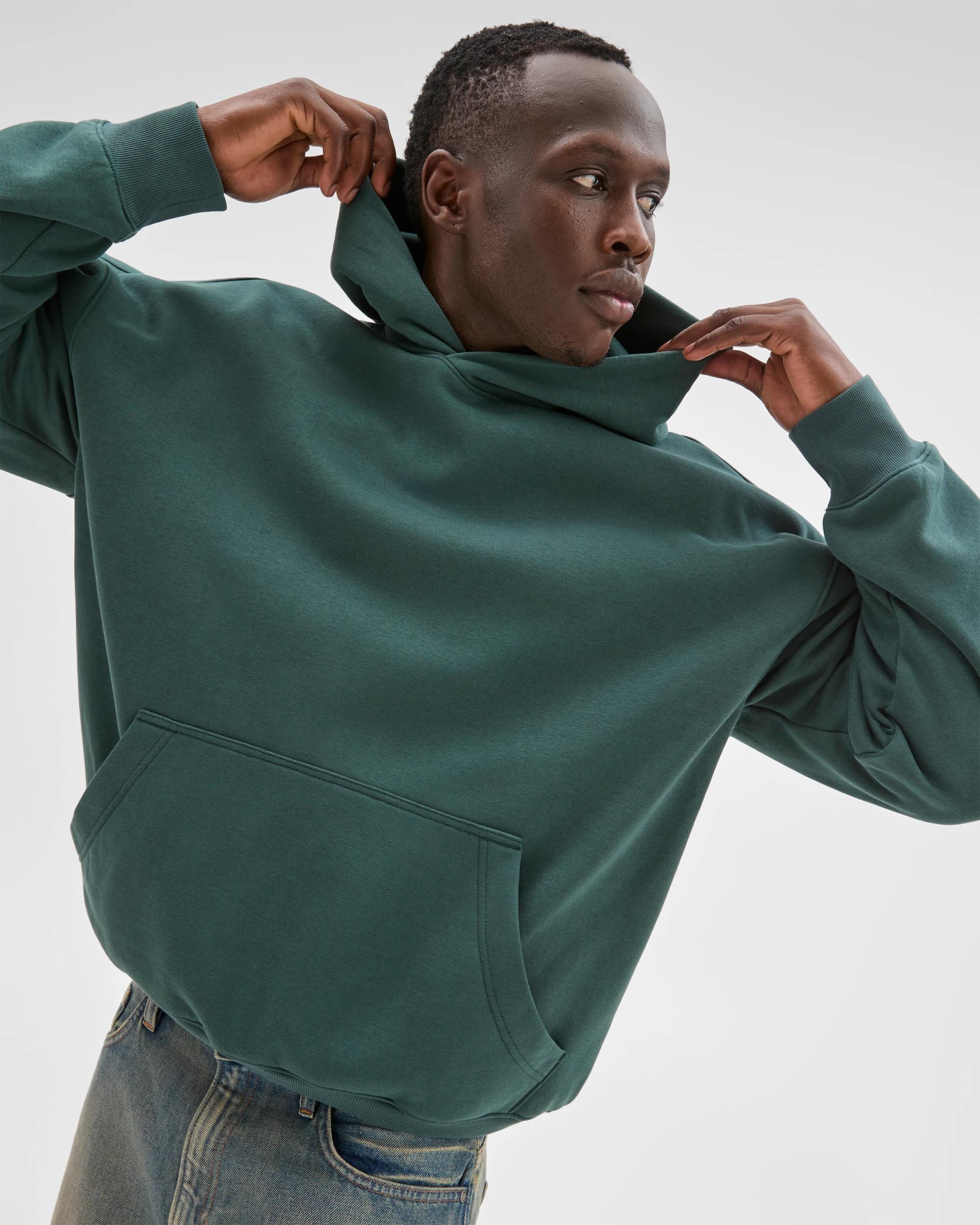 3 Commons Australian Cotton Blend Heavyweight Oversized Hoodie DARK FOREST, 3 of 7