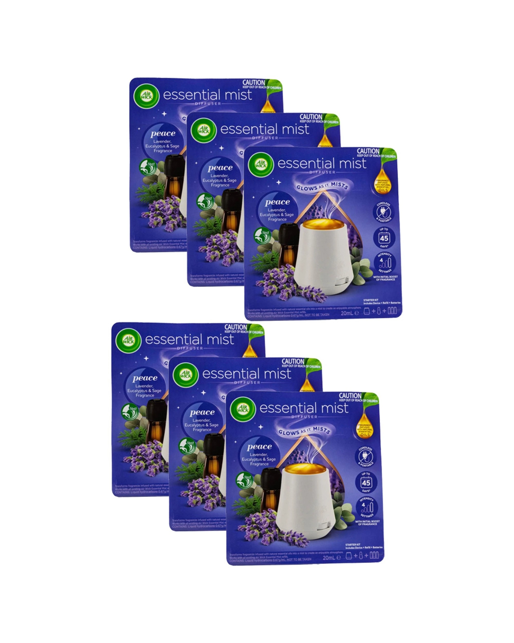 1 Air Wick 6PK Essential Mist Diffuser Peace Eucalyptus Sage - White, 1 of 3