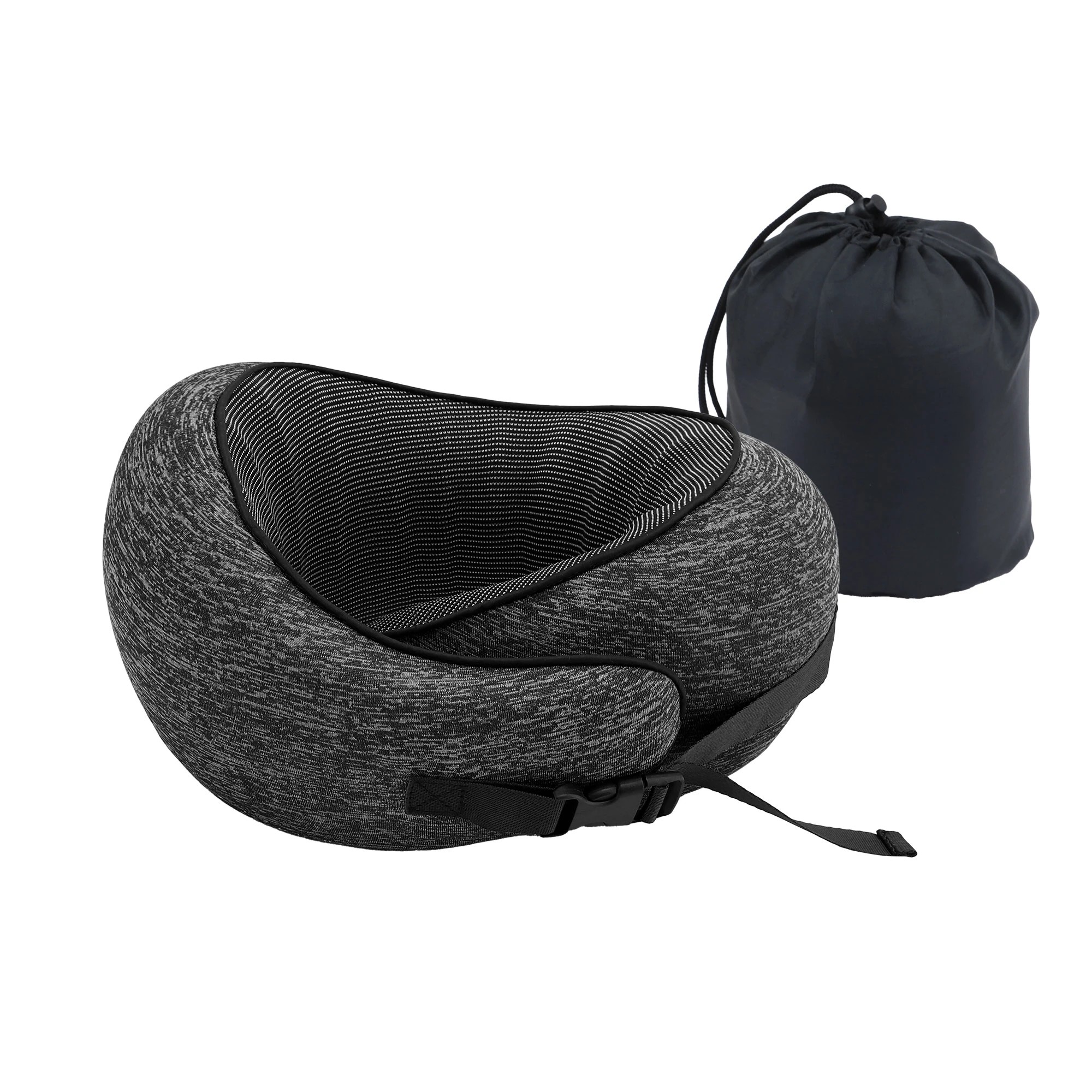 1 Wanderlite Travel Pillows Memory Foam Neck Pillow Portable with Bag - Grey, 1 of 5