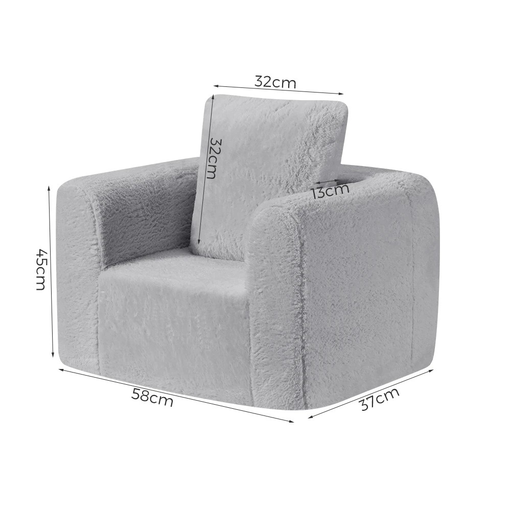 2 Playpals Kid Sofa Lounge Couch with Pillow High Back Toddler Chair - Grey, 2 of 3
