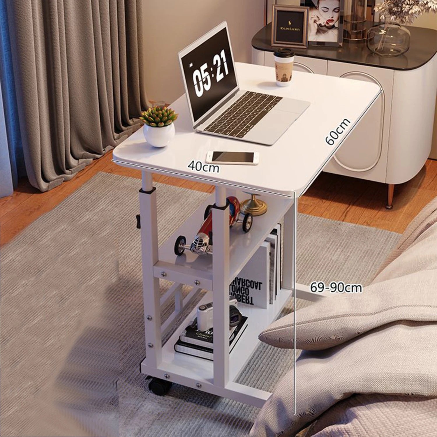 3 Foret Mobile Computer Bedside Study Portable Desk Storage Stand Adjustable Table, 3 of 10