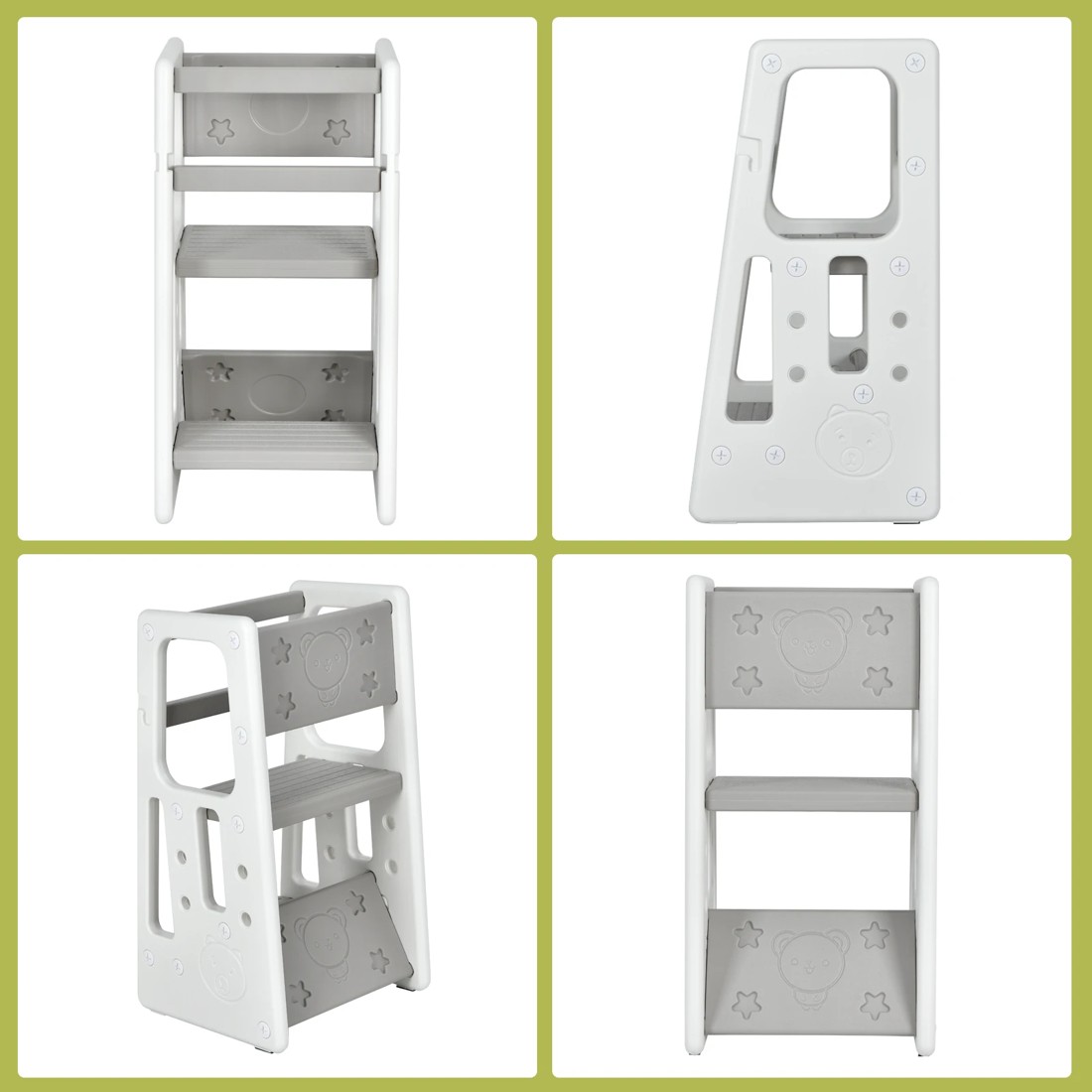 2 Costway Kids Step Stool Adjustable Tower - Grey, 2 of 5