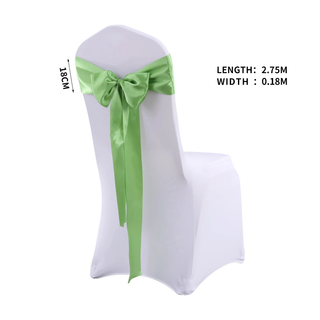 3 Traderight 50 Pcs Satin Chair Sashes In Grass Colour - Green, 3 of 8