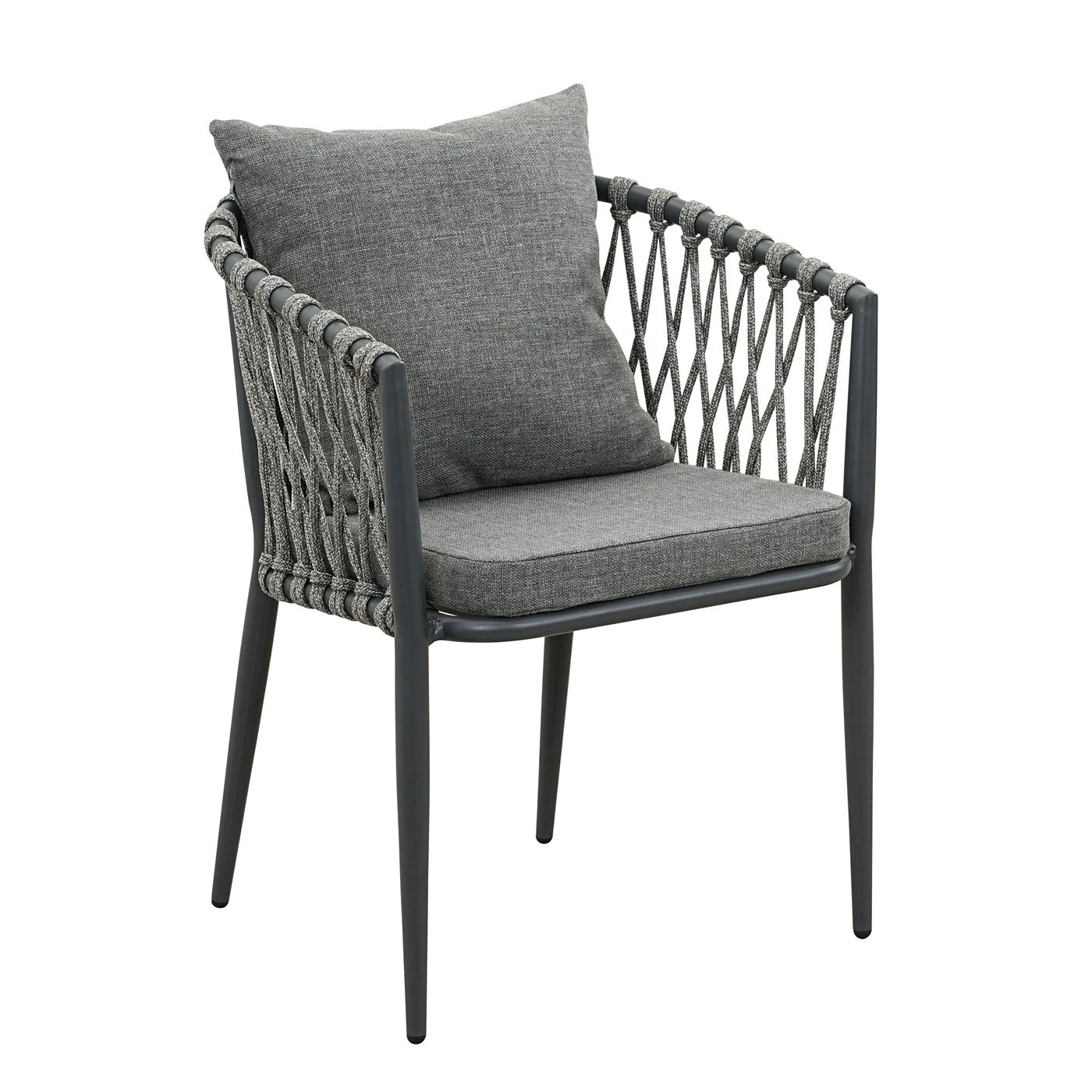 2 Moda Living Mornington Charcoal Aluminium Outdoor Dining Chairs with Arms - Dark Grey Cushion (Set of 2) - Charcoal, 2 of 9