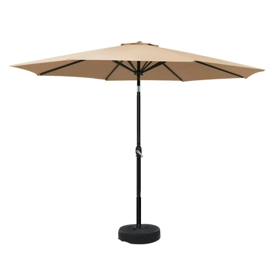 1 Instahut 3m Outdoor Umbrella w/Base Pole Tilt Beach Garden Patio Beige - White, 1 of 6
