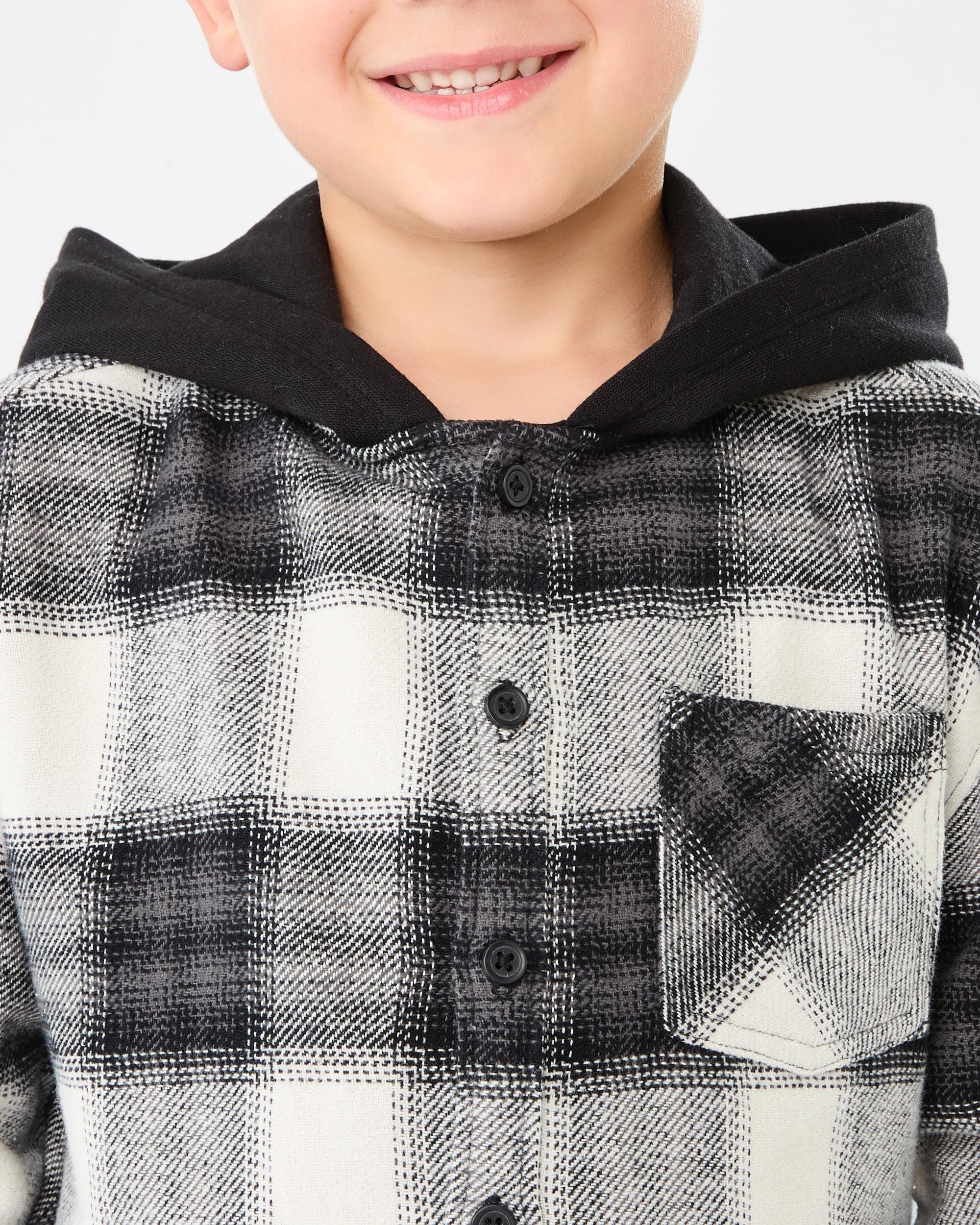 7 Yarn Dye Flannel Shirt with Hood Plaid Fd, 7 of 8