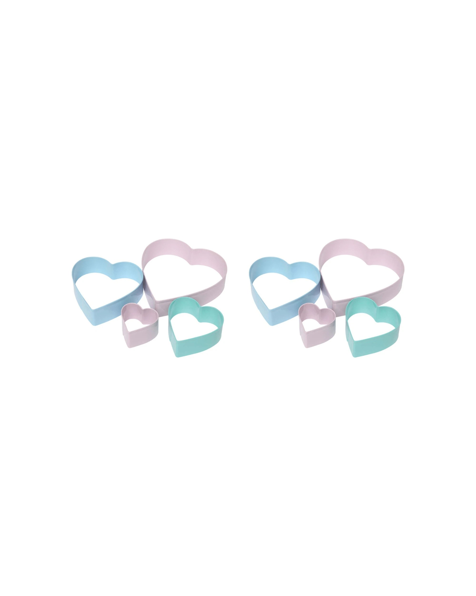 1 Wiltshire 2 x 4pc Wiltshire Heart Shaped Cookie Biscuit Bakeware Cutters Set - Multi, 1 of 3