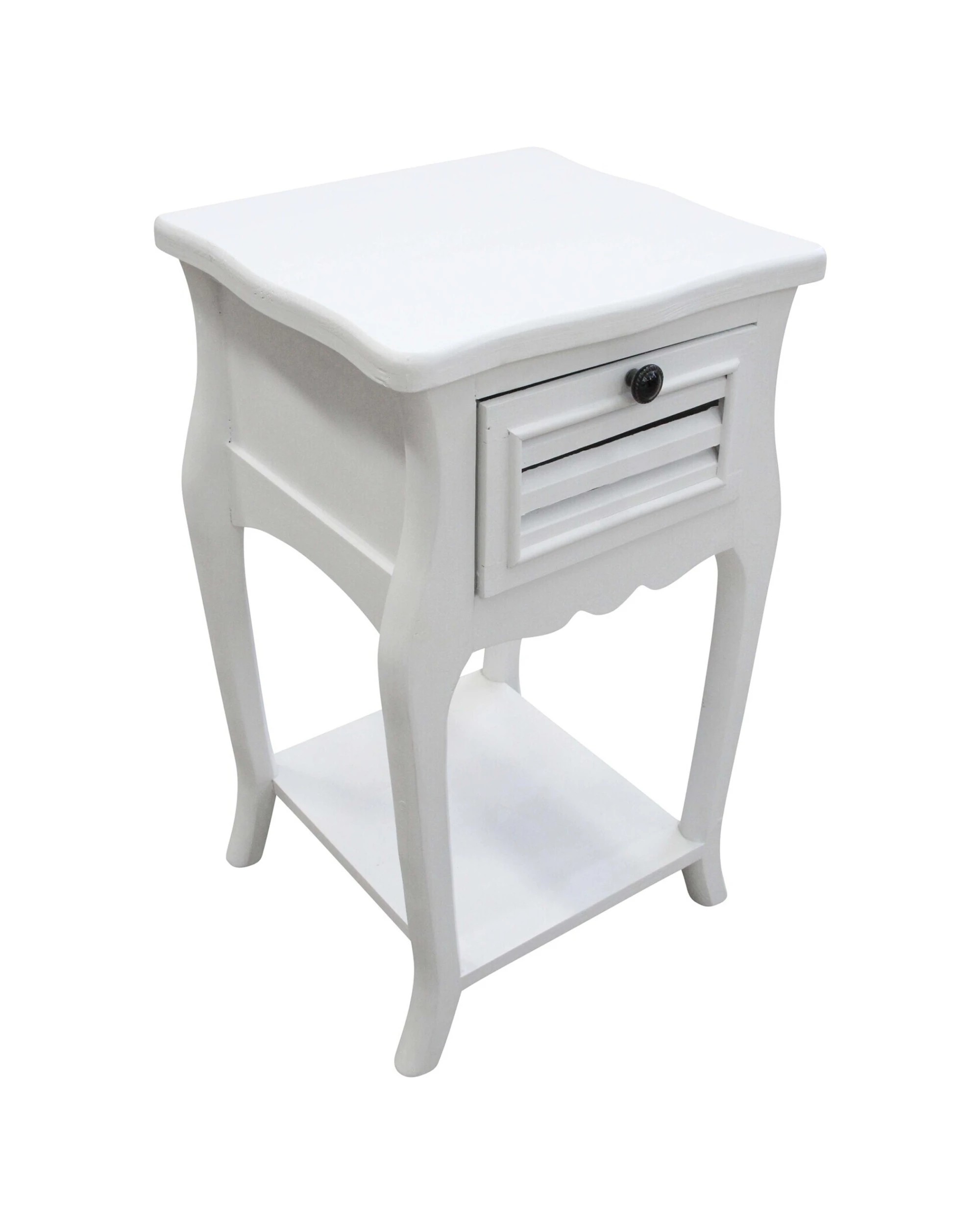 2 LVD Lenno Fir Wood Bedside Table With Drawer Fir Wood Home Bedroom 38x65cm - White, 2 of 2