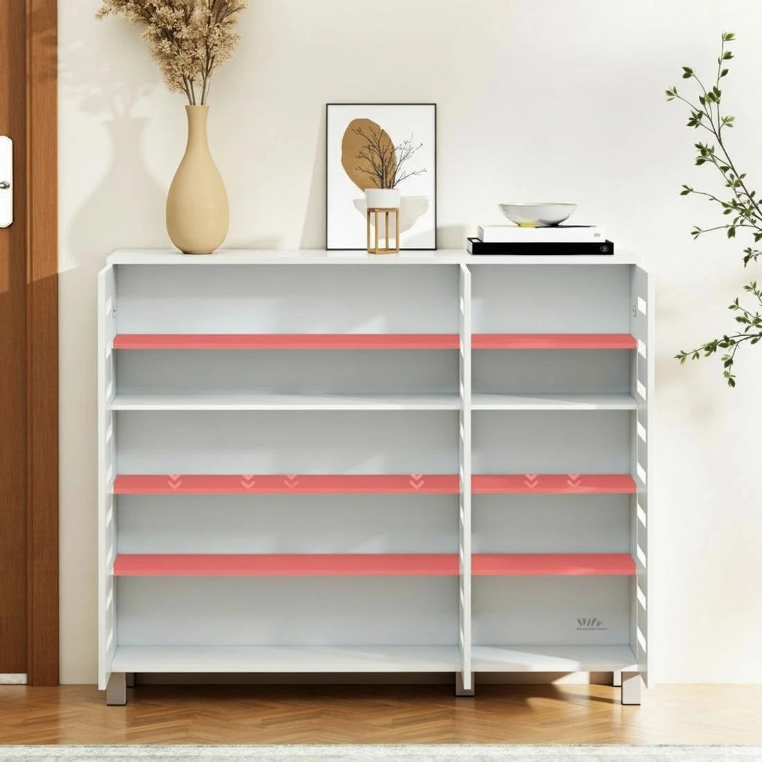 6 Artiss Shoe Rack Cabinet 30 Pairs Adjustable Shelf - White, 6 of 8