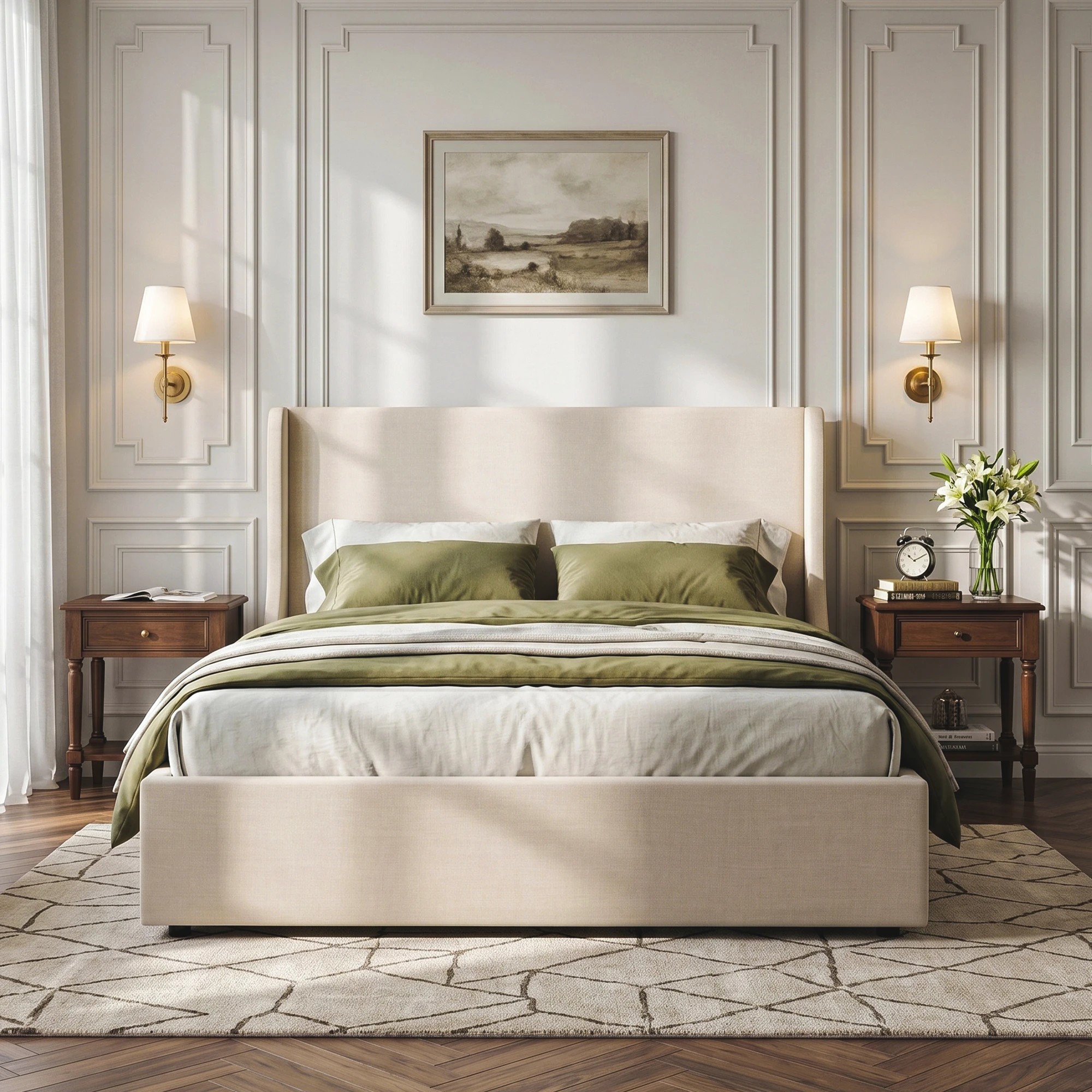9 Artiss King Upholstered Bed Frame with 3 Storage Drawers Wingback Headboard - Beige, 9 of 9