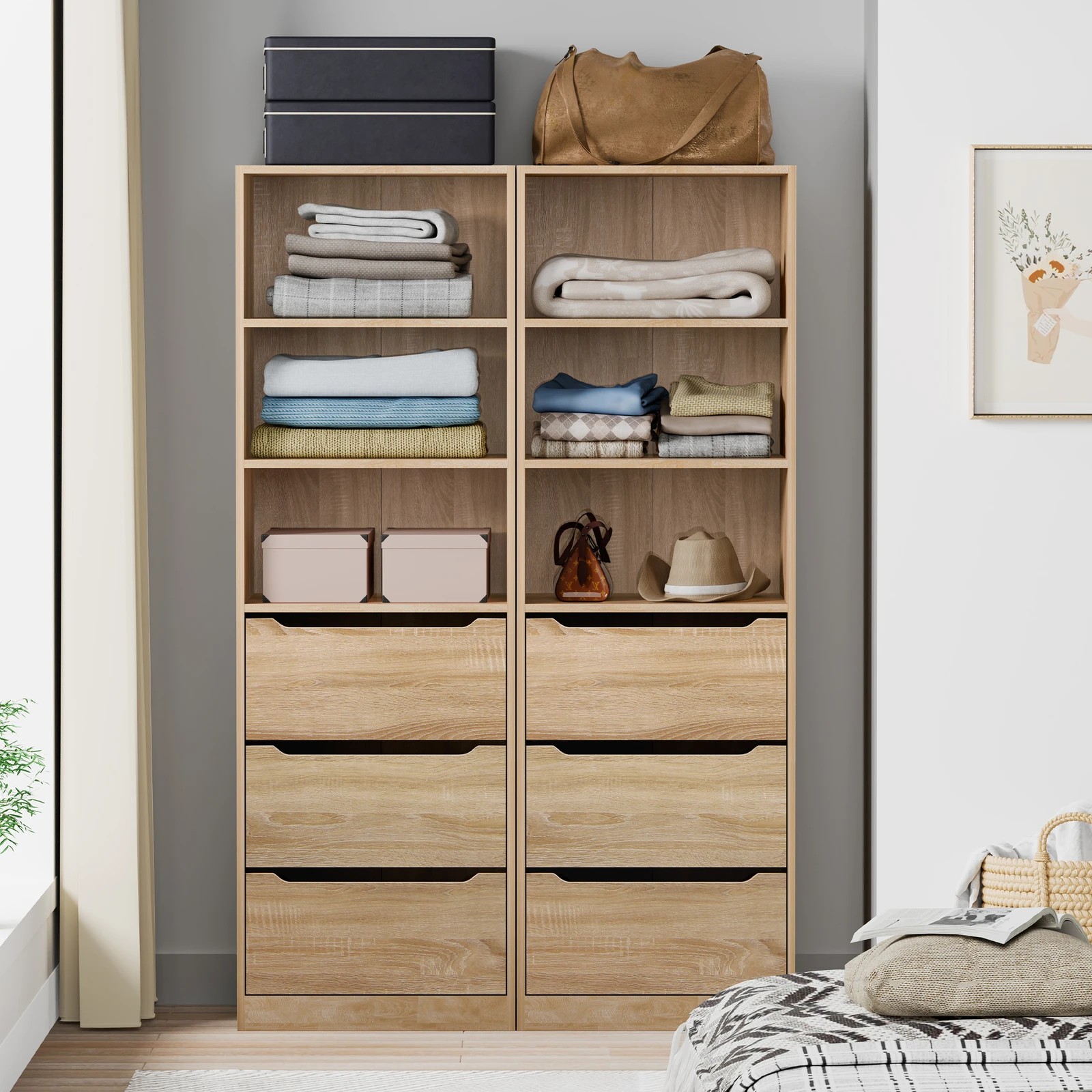 3 Alfordson Wardrobe Clothes Storage Cabinet Closet Organizer 3 Drawers - Wood, 3 of 10