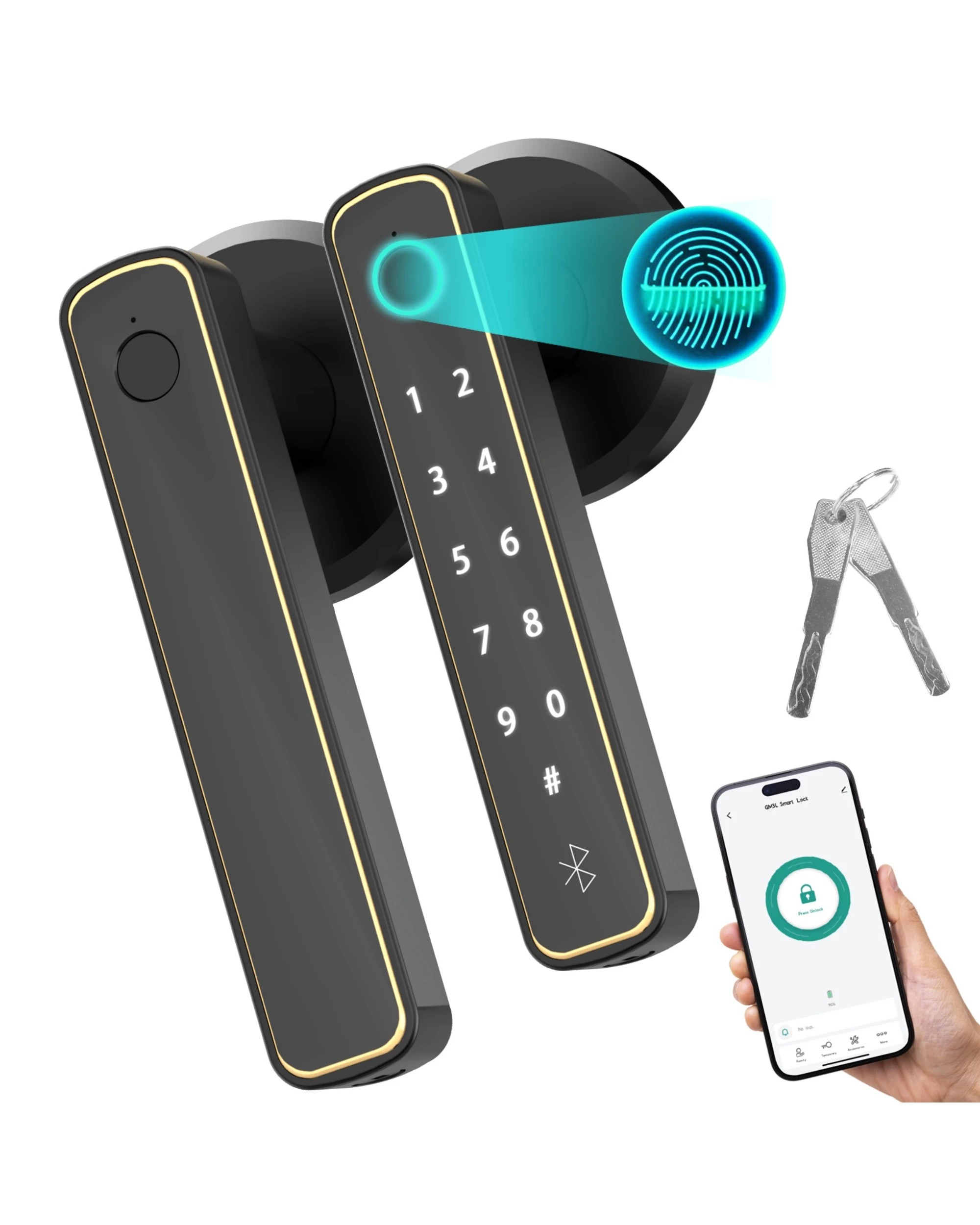 5 Advwin Fingerprint Smart Door Lock - Black, 5 of 7