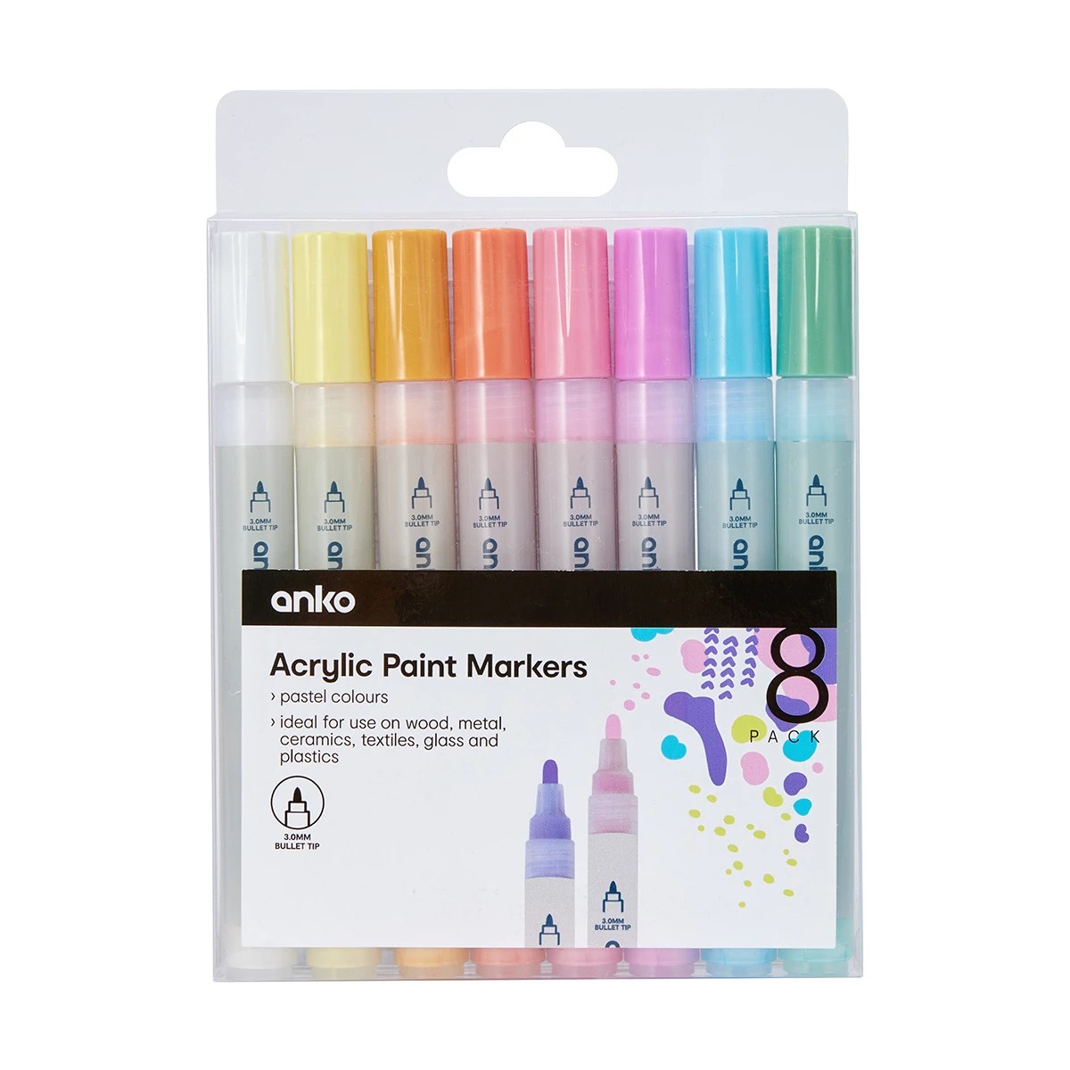 1 8 Pack Acrylic Paint Markers - Pastel, 1 of 5