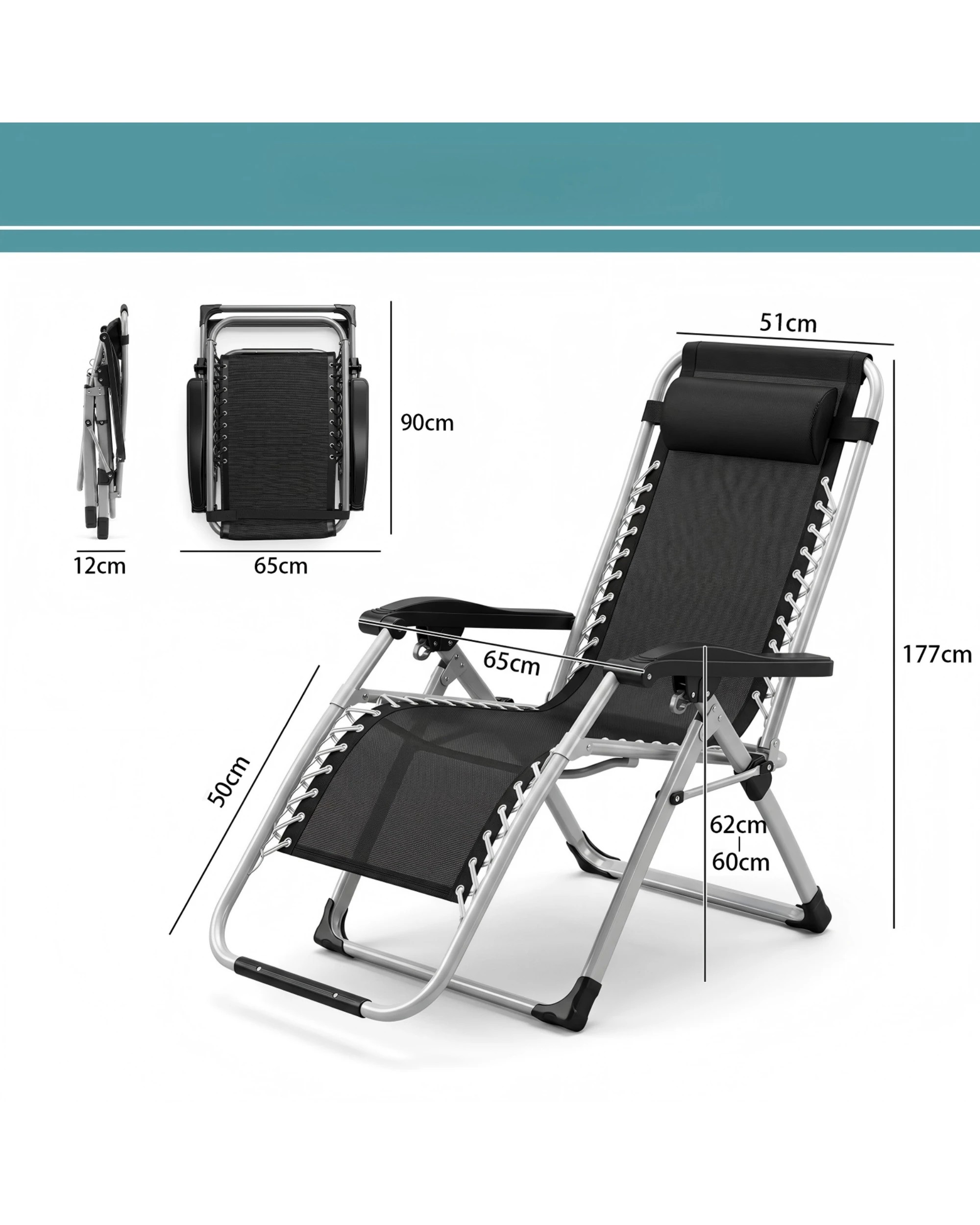 3 Advwin Zero Gravity Chair, 170° Adjustable Folding Recliner with Pillow & Cup Holder & Upgraded Lock 440LBS - Grey, 3 of 7