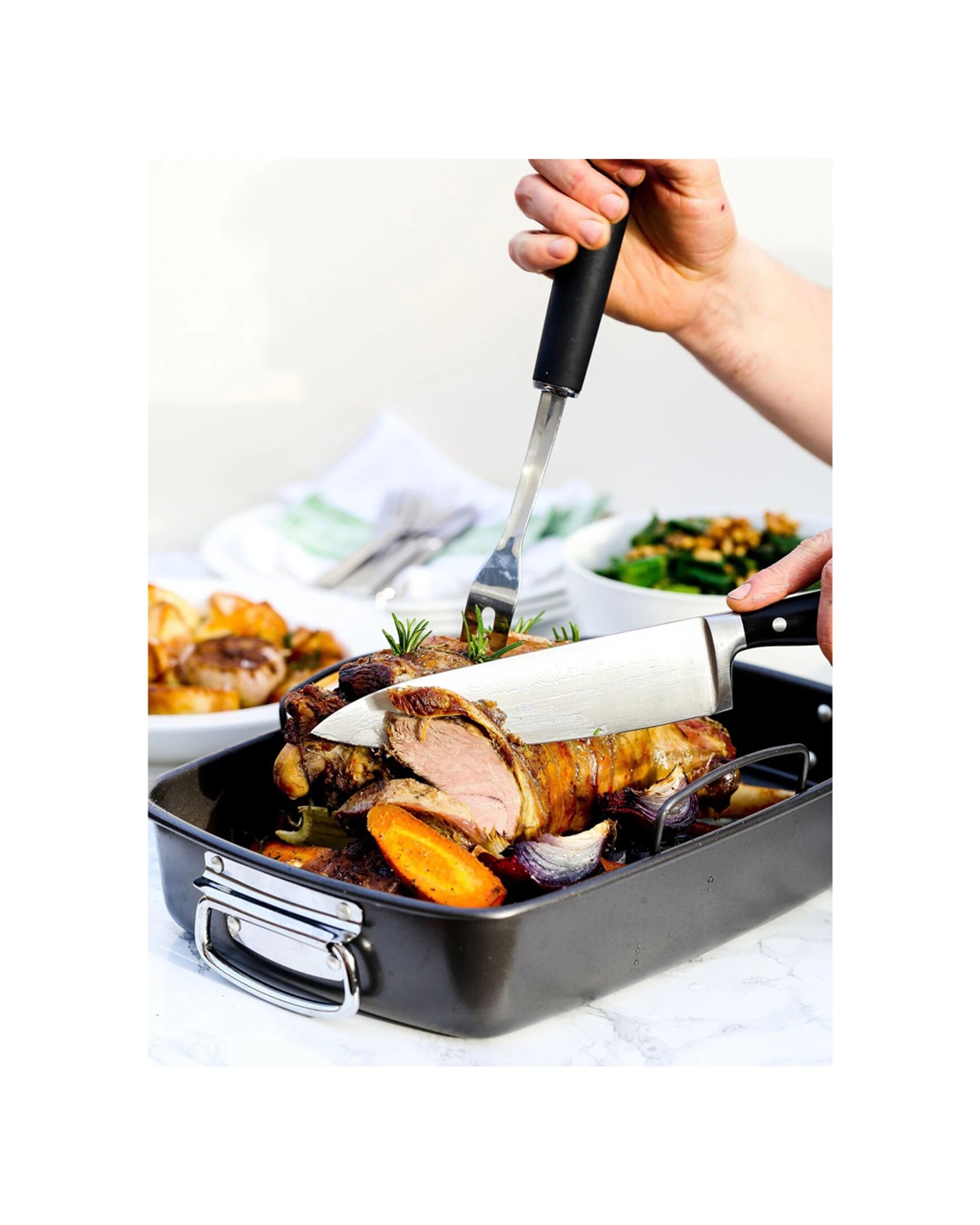 8 MasterCraft 40x28cm Heavy Base Non-Stick Roaster With Removable Roasting Rack - Black, 8 of 8