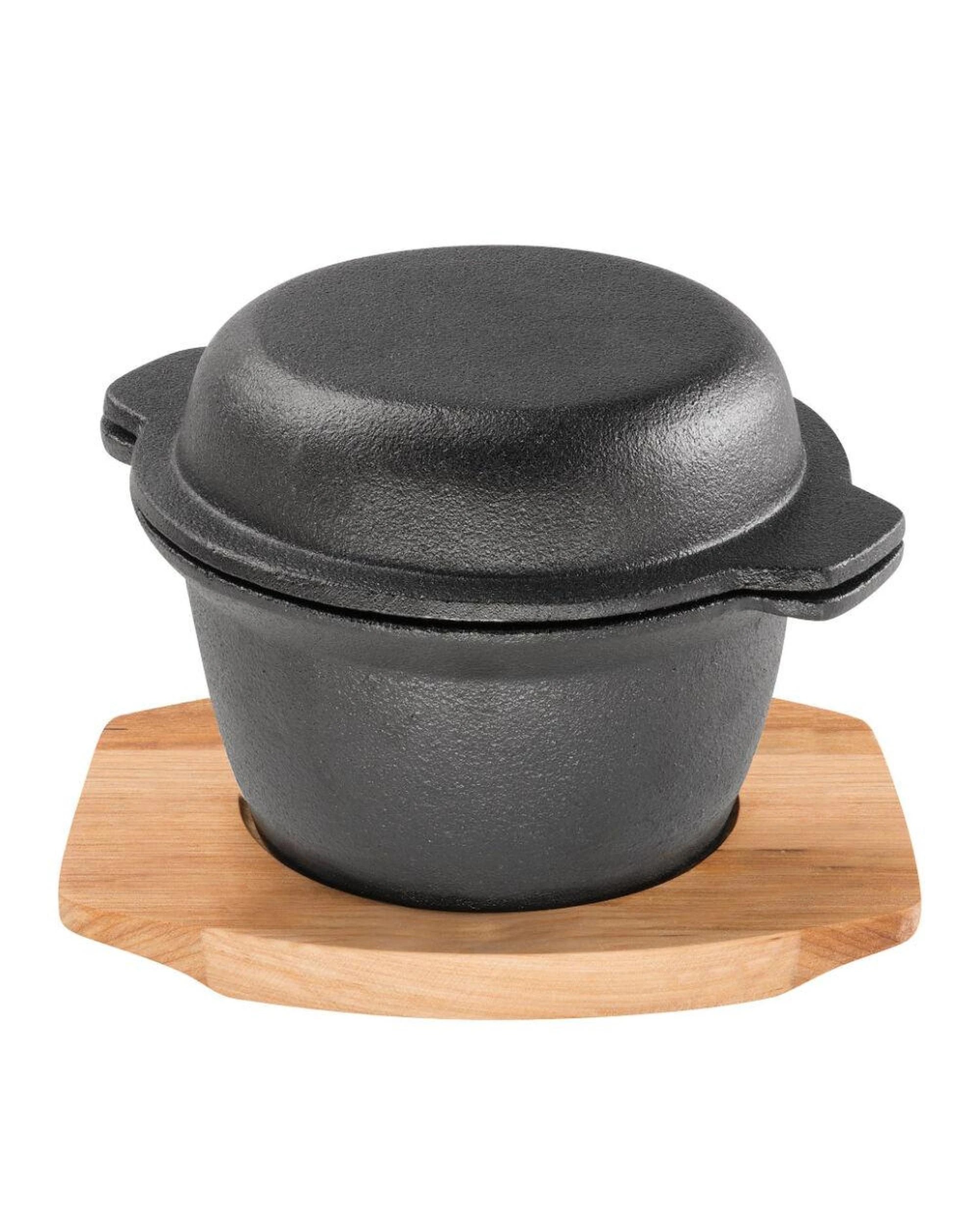 1 Pyrolux Pyrocast Garlic Pot with Maple Tray 11.8cm, 1 of 3