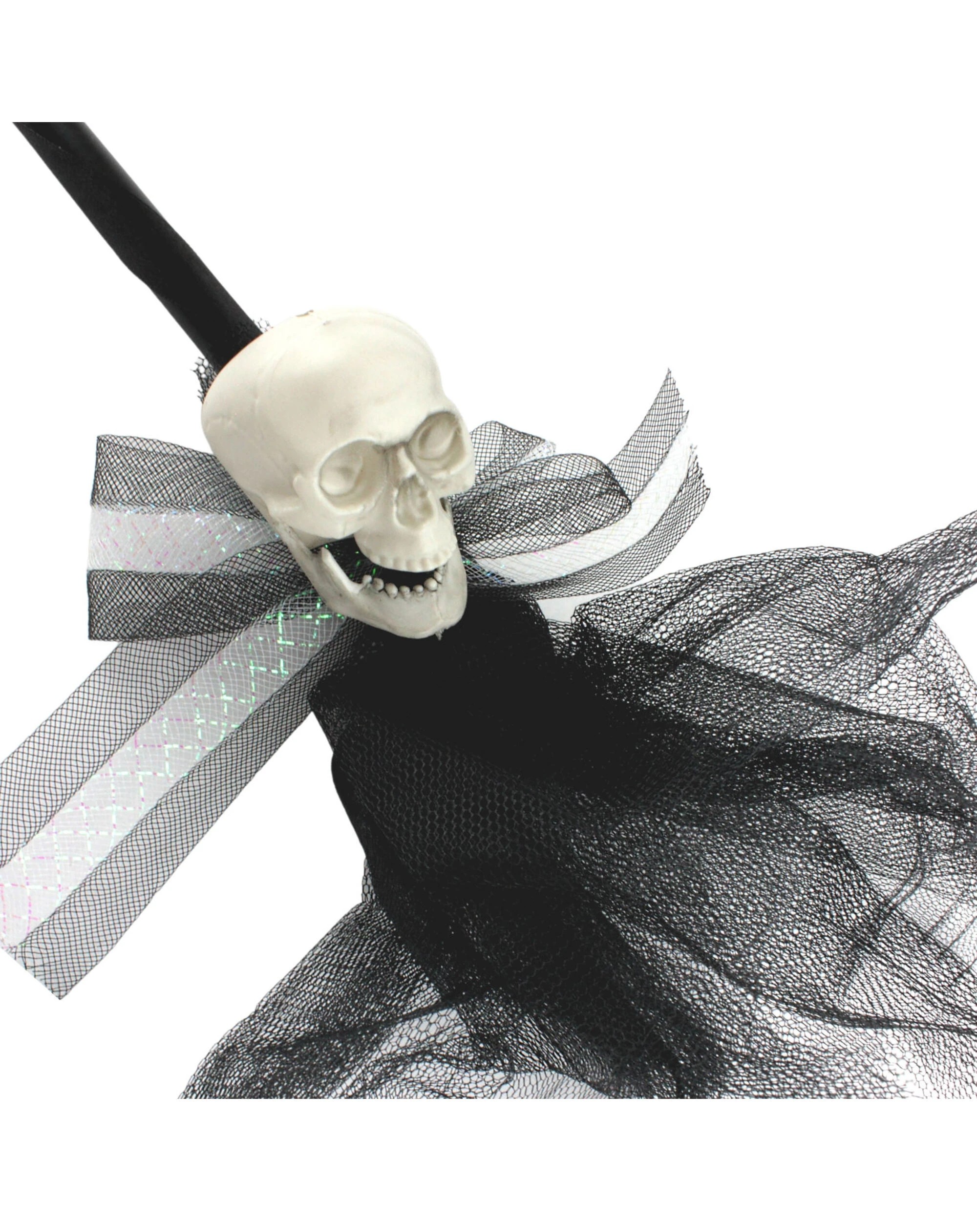 2 JD Party Glam Witch Wicked Skull Broom - One Size - Black, 2 of 2
