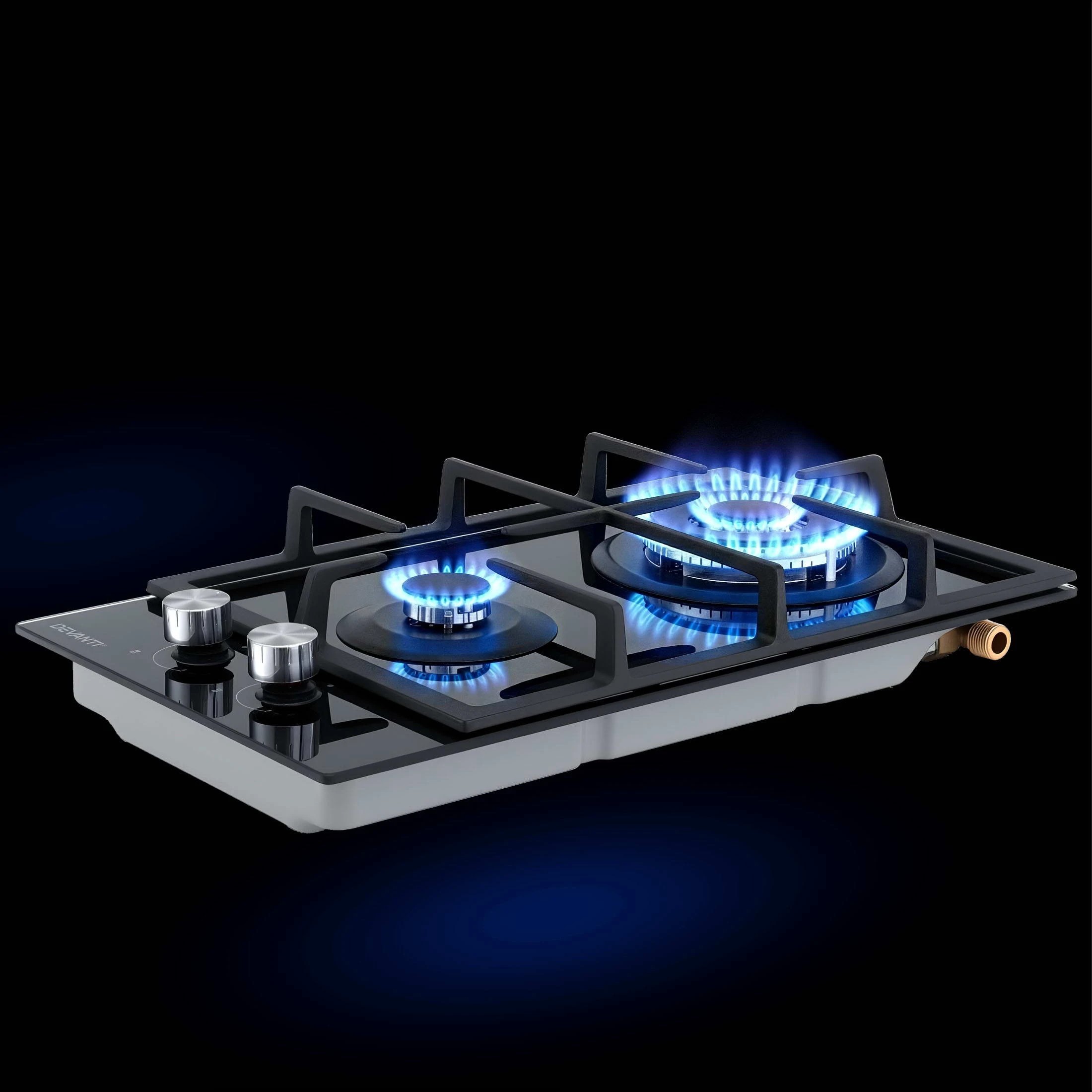 Devanti Gas Cooktop 30cm 2 Burner Built-in Stove Glass Cook Top NG LPG ...