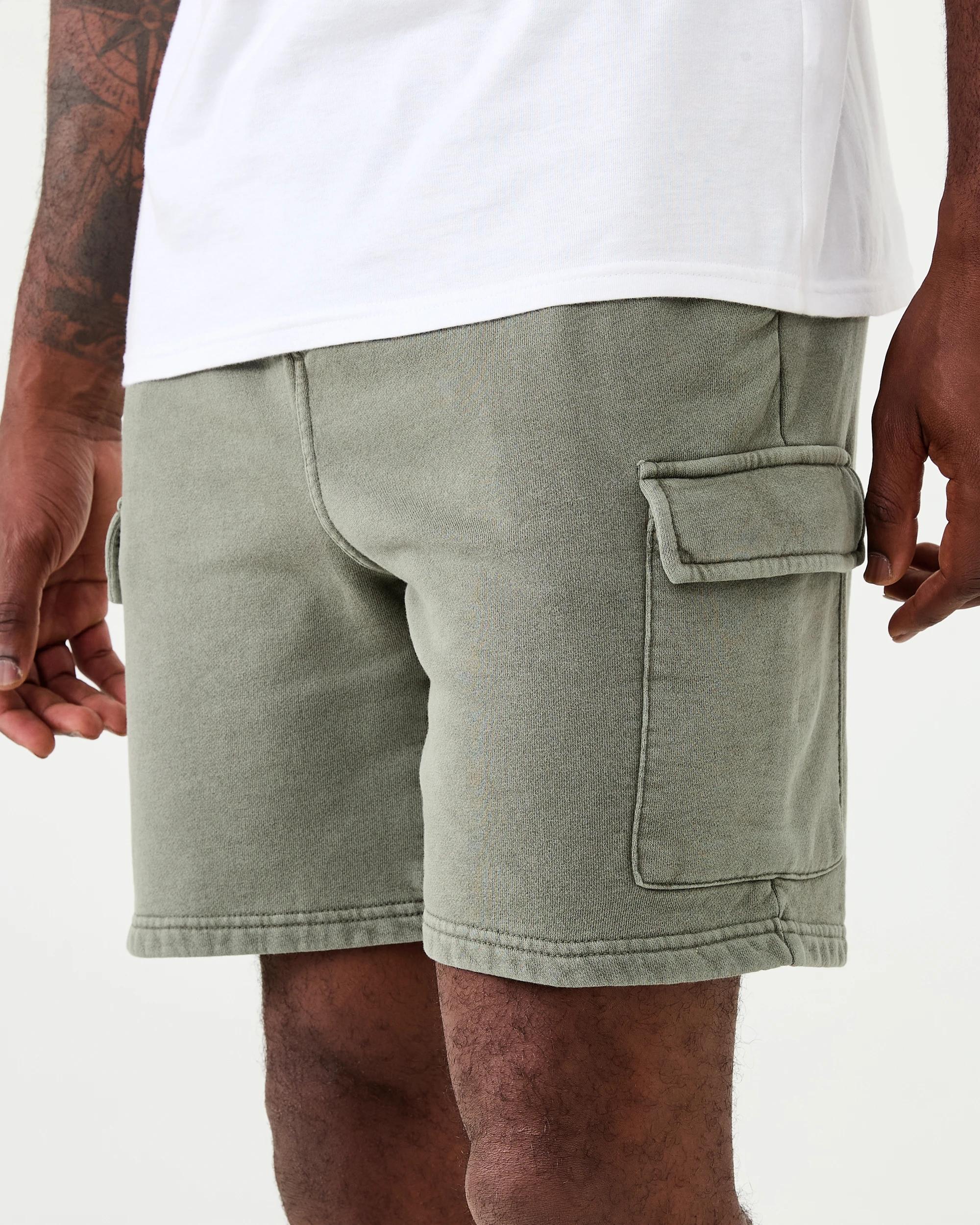 2 Washed Cargo Knit Shorts Grn Smkolv, 2 of 7