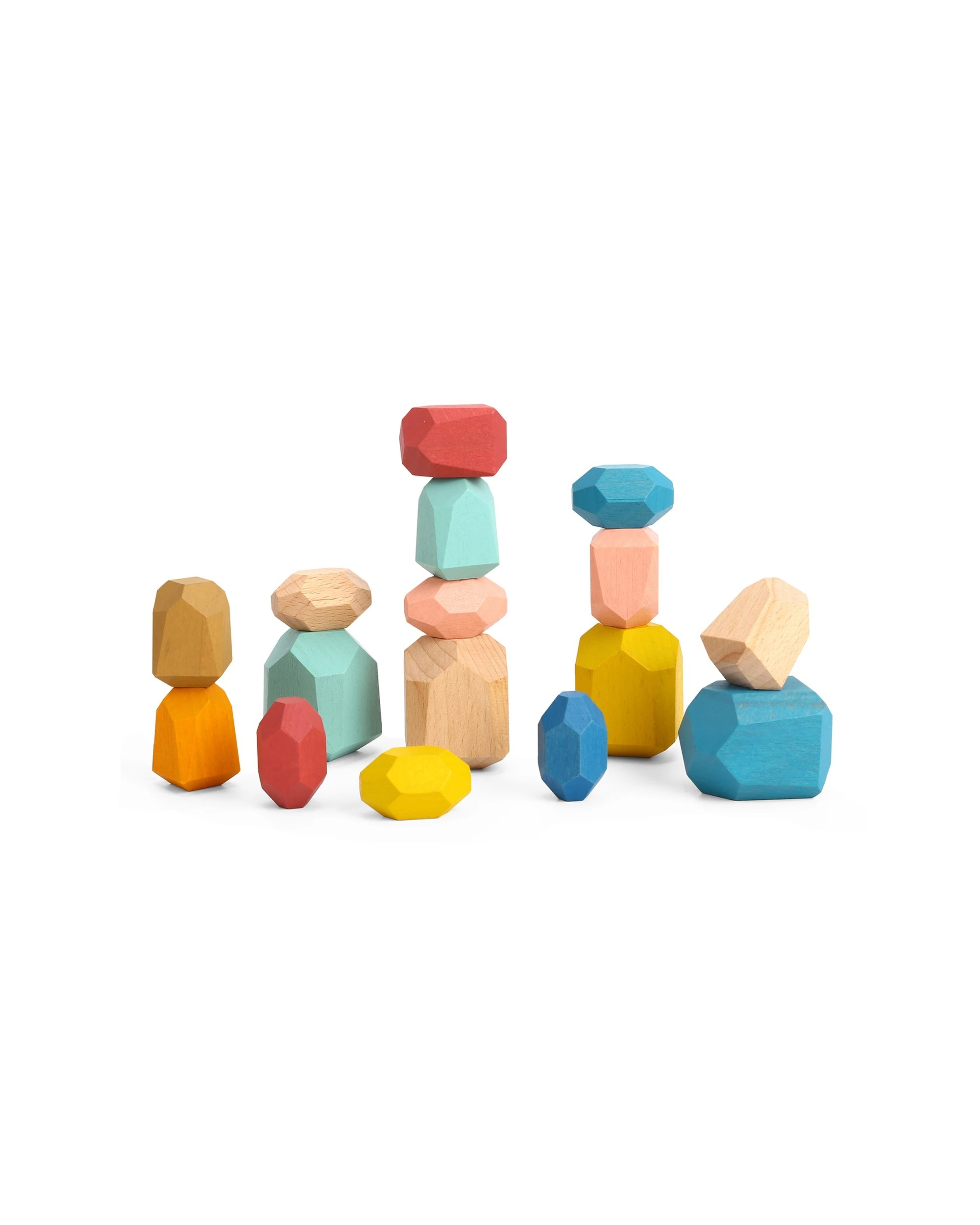 1 Tooky Toy 16pc Wooden Stacking Stone Large Building Blocks Kids Fun Learning - Multi, 1 of 6