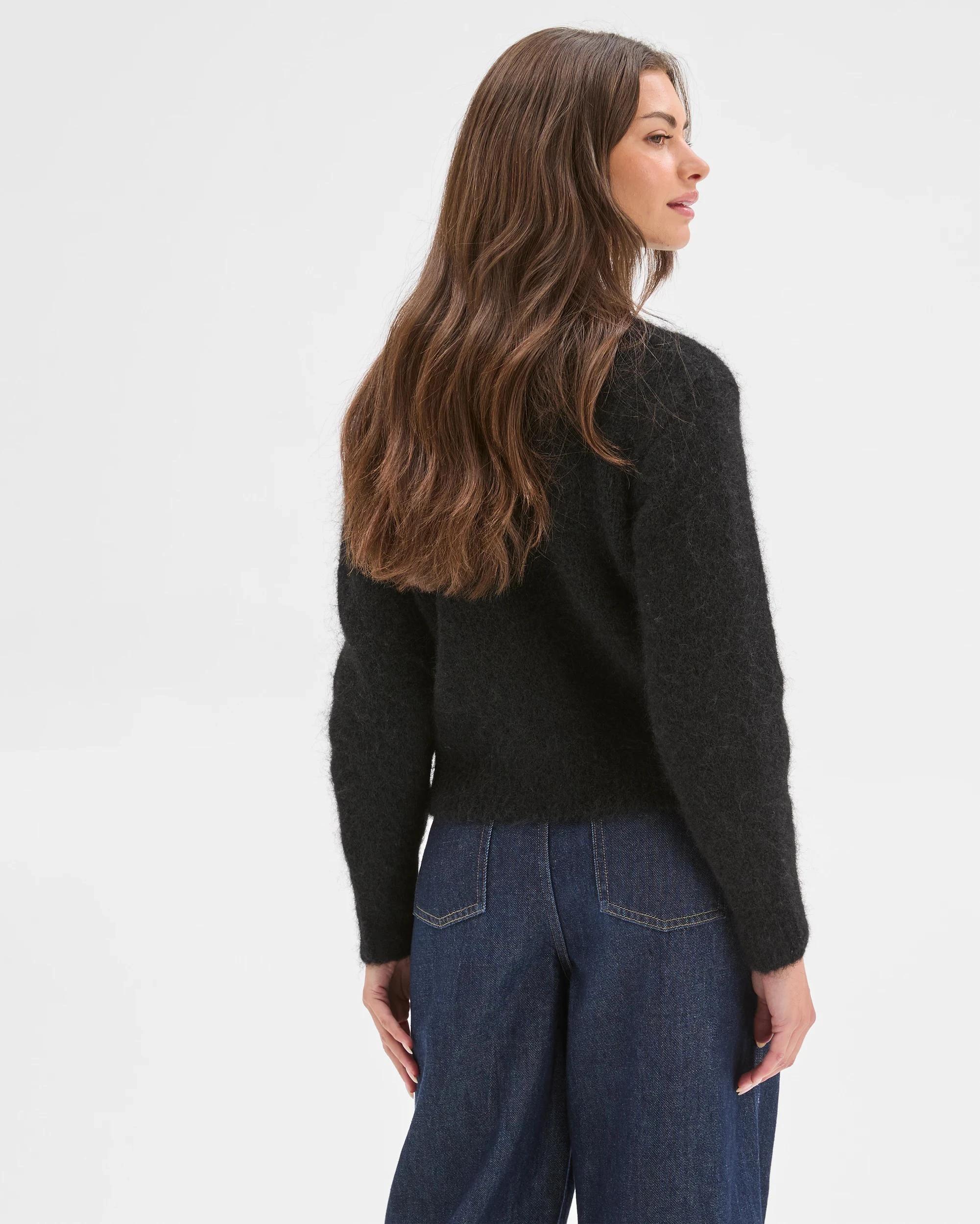 7 Target Petites Petites Plush Knit Cardigan BLACK, 7 of 8