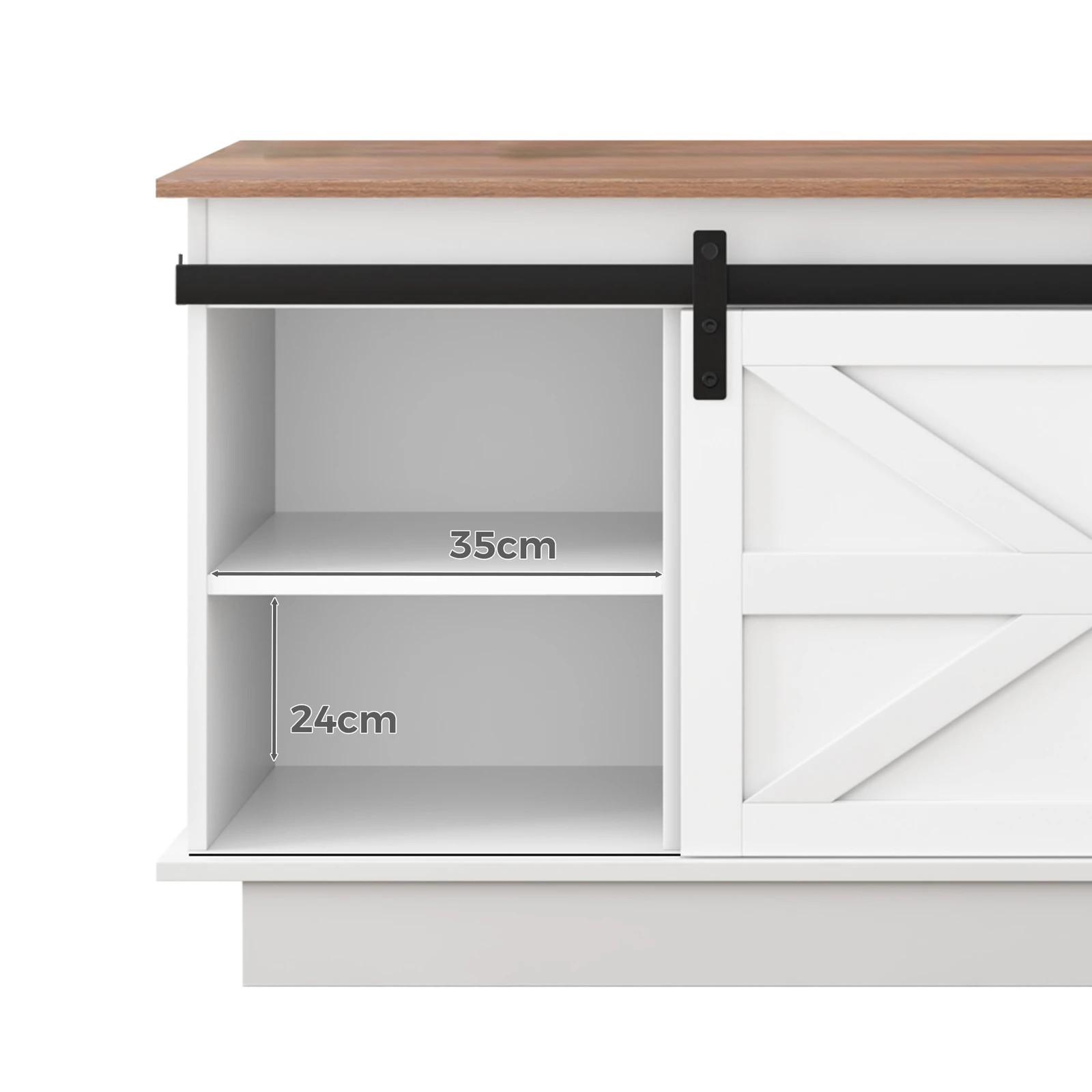 4 Alfordson Entertainment Unit TV Stand Storage Cabinet 150cm Sliding Doors - White, 4 of 8